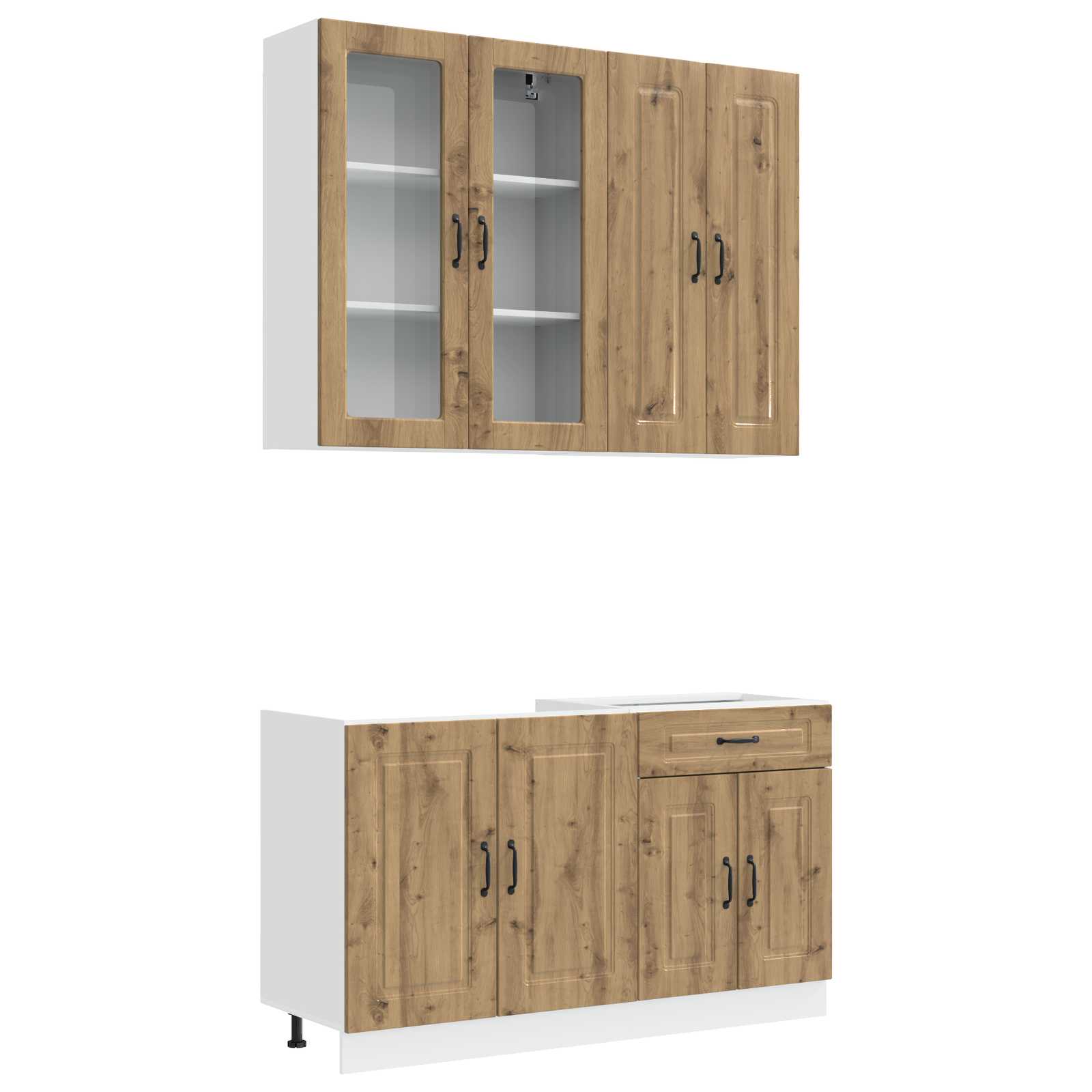 Keukenblok KALMAR 4 pcs Artisanaal eiken Bewerkt hout is nu te koop bij PeponiXL, paradijselijk wonen!