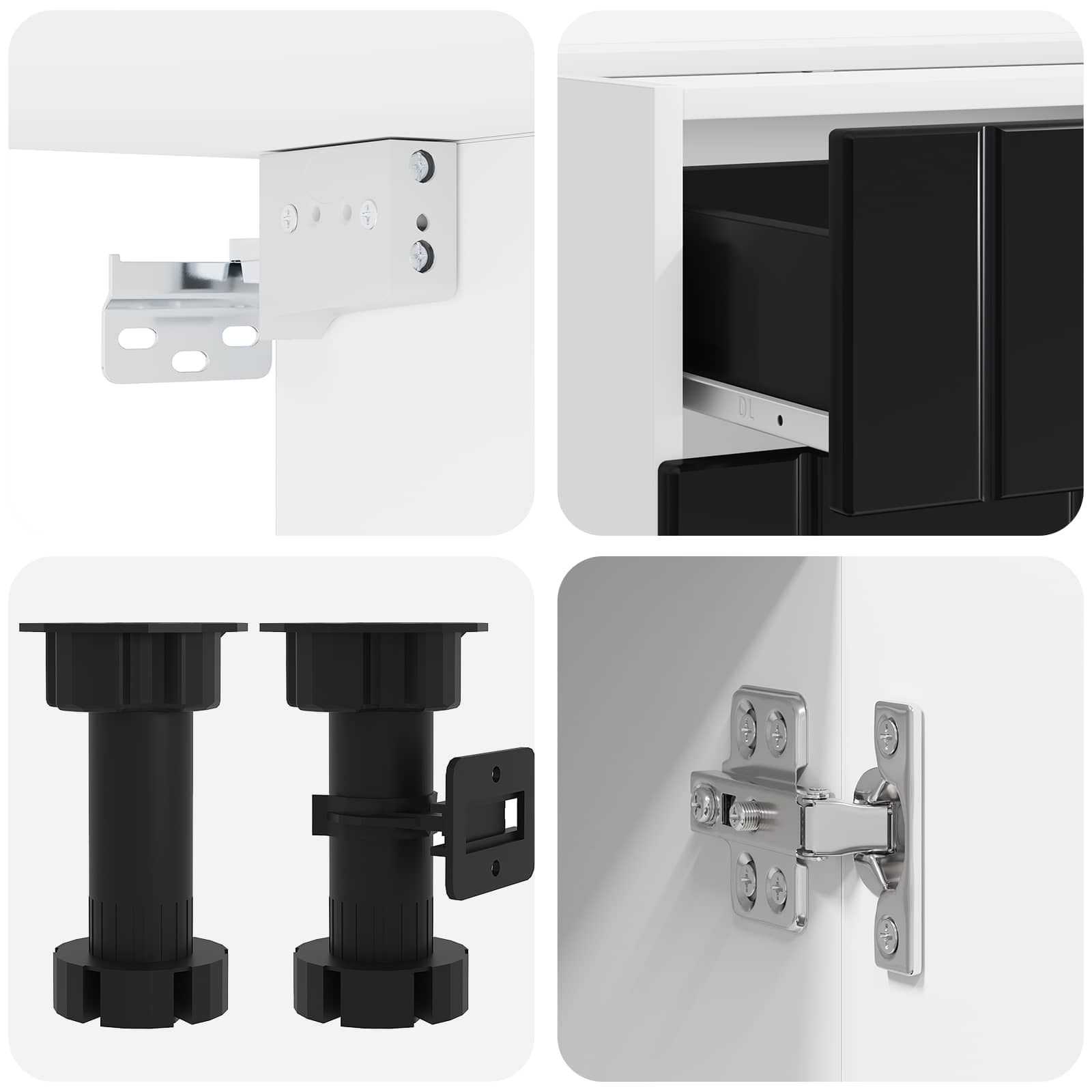 Keukenblok LUCCA 4 pcs Zwart Bewerkt hout is nu te koop bij PeponiXL, paradijselijk wonen!