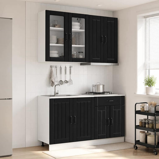 Keukenblok LUCCA 4 pcs Zwart Bewerkt hout is nu te koop bij PeponiXL, paradijselijk wonen!