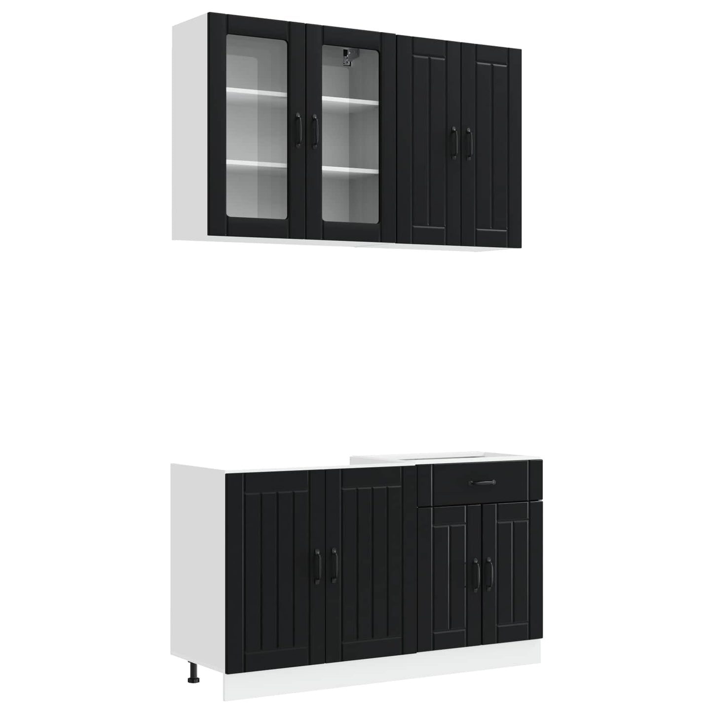 Keukenblok LUCCA 4 pcs Zwart Bewerkt hout is nu te koop bij PeponiXL, paradijselijk wonen!