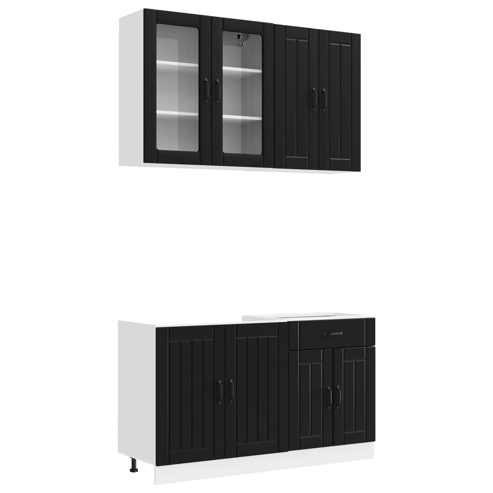 Keukenblok LUCCA 4 pcs Zwart Bewerkt hout is nu te koop bij PeponiXL, paradijselijk wonen!