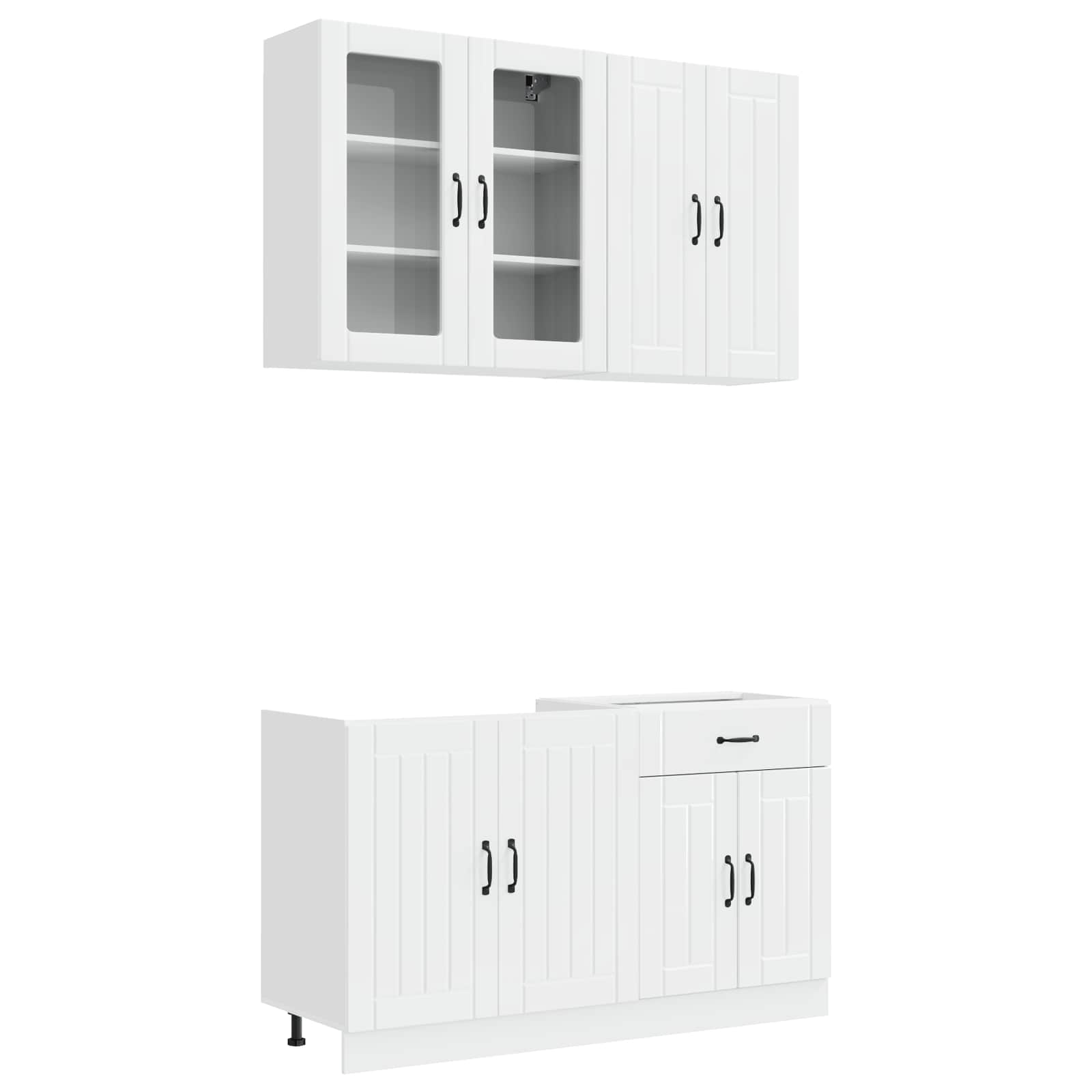 Keukenblok LUCCA 4 pcs Hoogglans Wit Bewerkt hout is nu te koop bij PeponiXL, paradijselijk wonen!