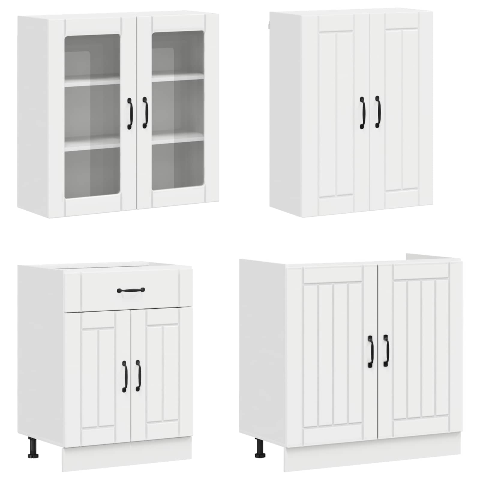 Keukenblok LUCCA 4 pcs Hoogglans Wit Bewerkt hout is nu te koop bij PeponiXL, paradijselijk wonen!