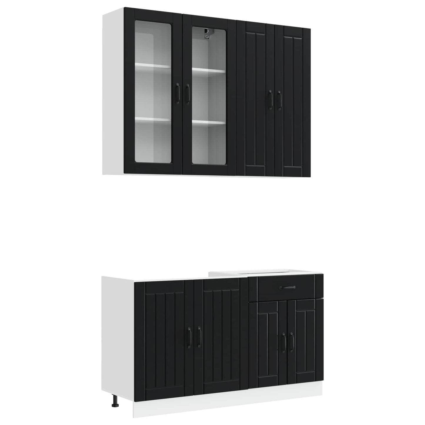 Keukenblok LUCCA 4 pcs Zwart Bewerkt hout is nu te koop bij PeponiXL, paradijselijk wonen!