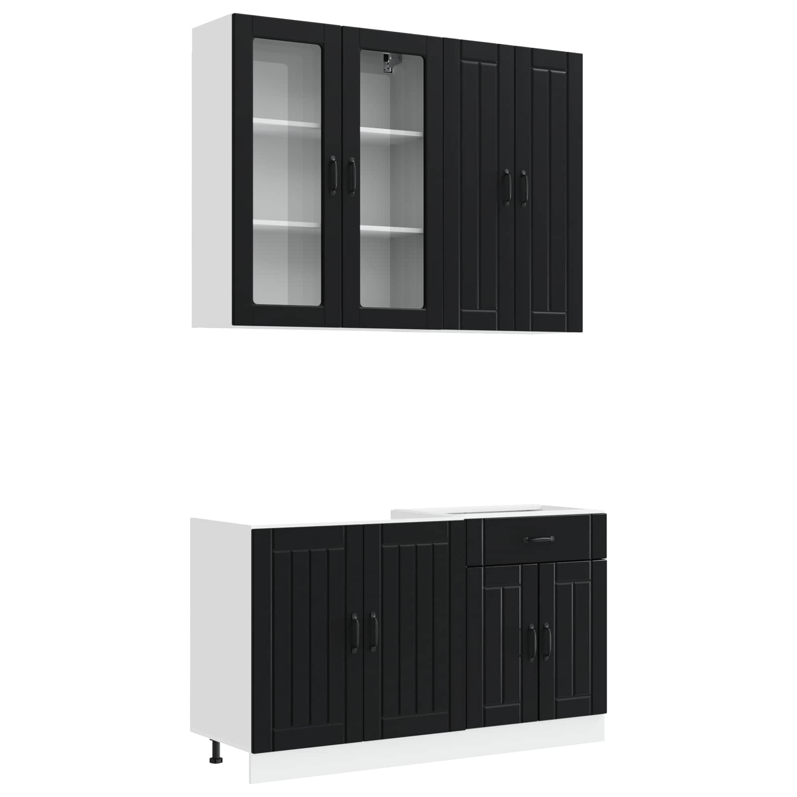 Keukenblok LUCCA 4 pcs Zwart Bewerkt hout is nu te koop bij PeponiXL, paradijselijk wonen!
