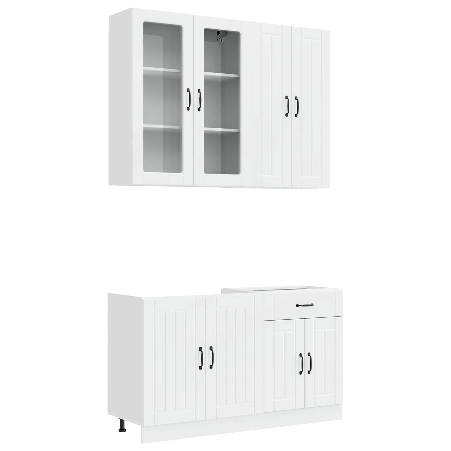Keukenblok LUCCA 4 pcs Hoogglans Wit Bewerkt hout is nu te koop bij PeponiXL, paradijselijk wonen!