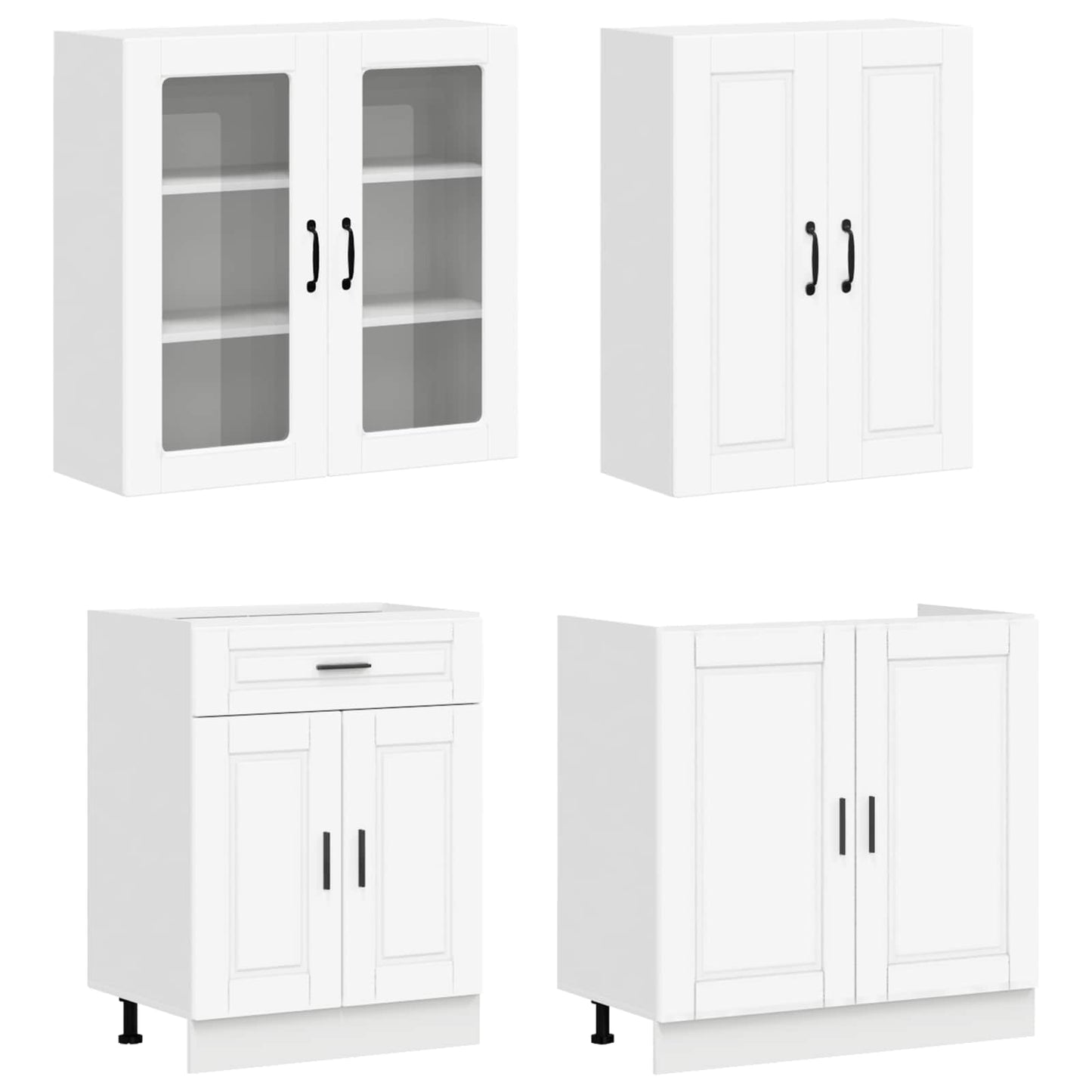 Keukenblok PORTO 4 pcs Wit Bewerkt hout is nu te koop bij PeponiXL, paradijselijk wonen!