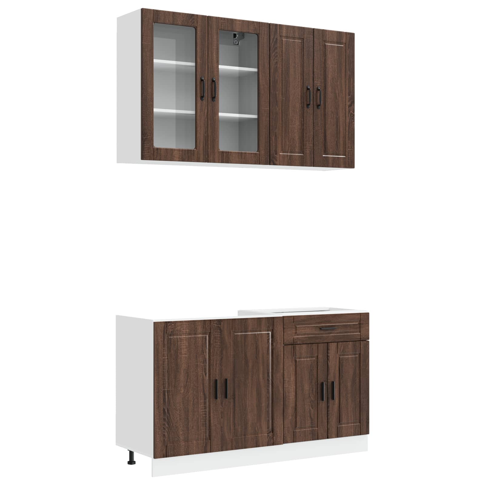 Keukenblok PORTO 4 pcs Bruin eiken Bewerkt hout is nu te koop bij PeponiXL, paradijselijk wonen!