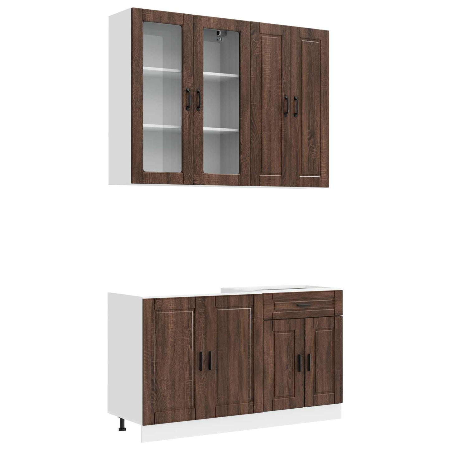Keukenblok PORTO 4 pcs Bruin eiken Bewerkt hout is nu te koop bij PeponiXL, paradijselijk wonen!