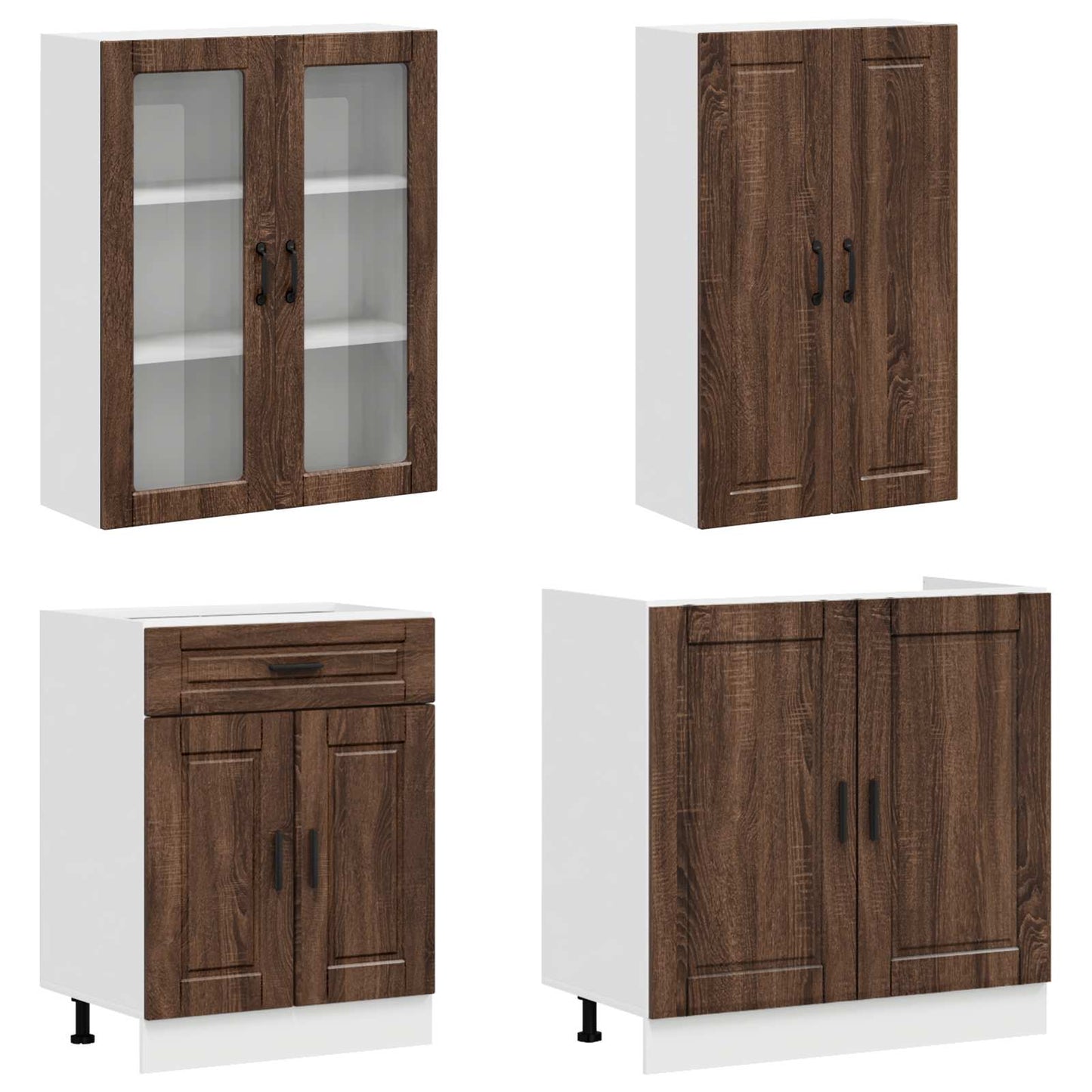 Keukenblok PORTO 4 pcs Bruin eiken Bewerkt hout is nu te koop bij PeponiXL, paradijselijk wonen!