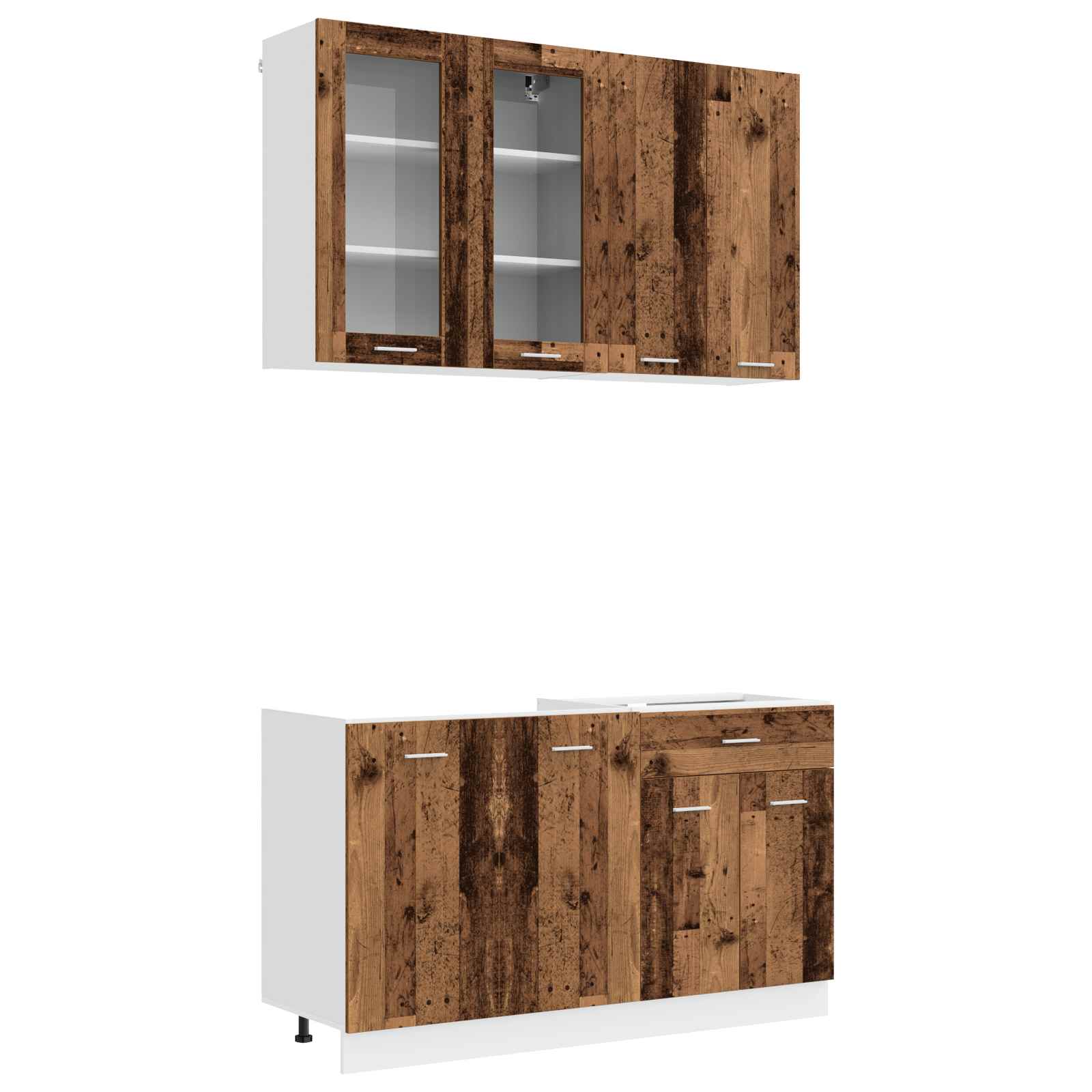 Keukenblok LYON 4 pcs Oud hout Bewerkt hout is nu te koop bij PeponiXL, paradijselijk wonen!