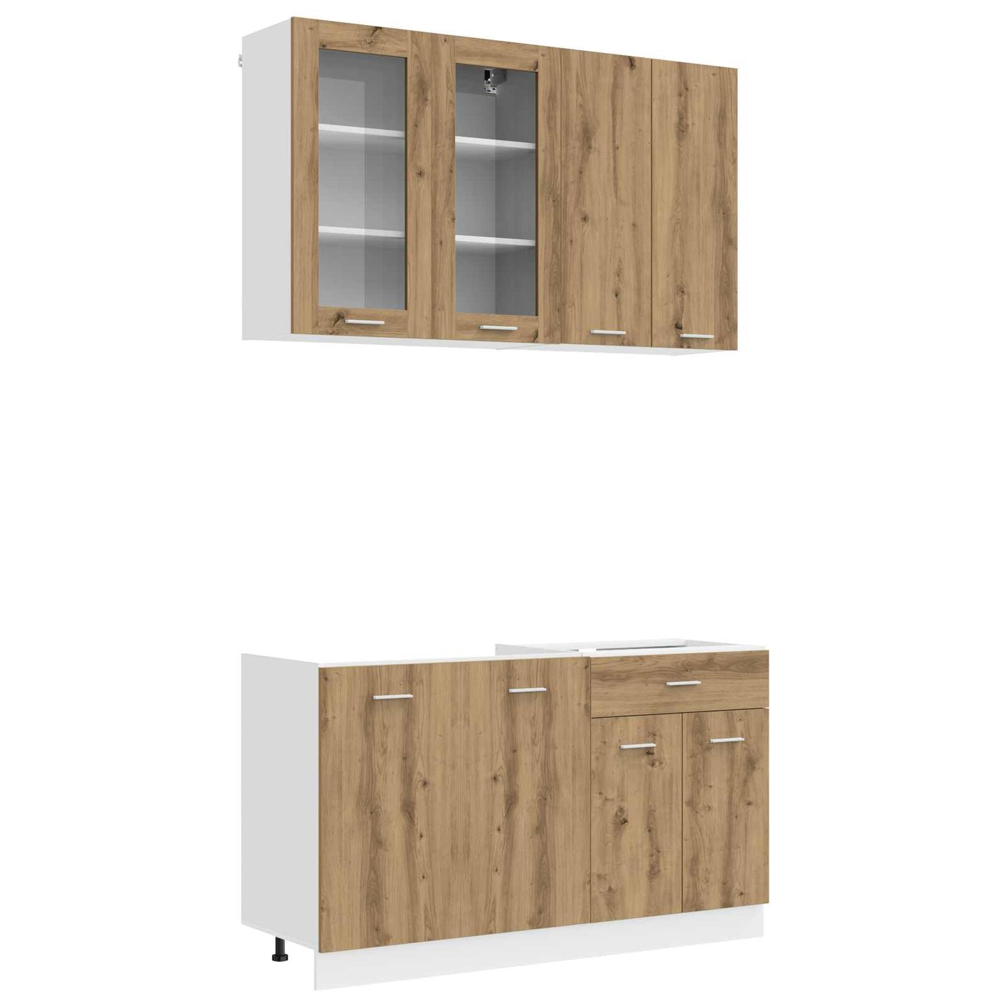 Keukenblok LYON 4 pcs Artisanaal eiken Bewerkt hout is nu te koop bij PeponiXL, paradijselijk wonen!