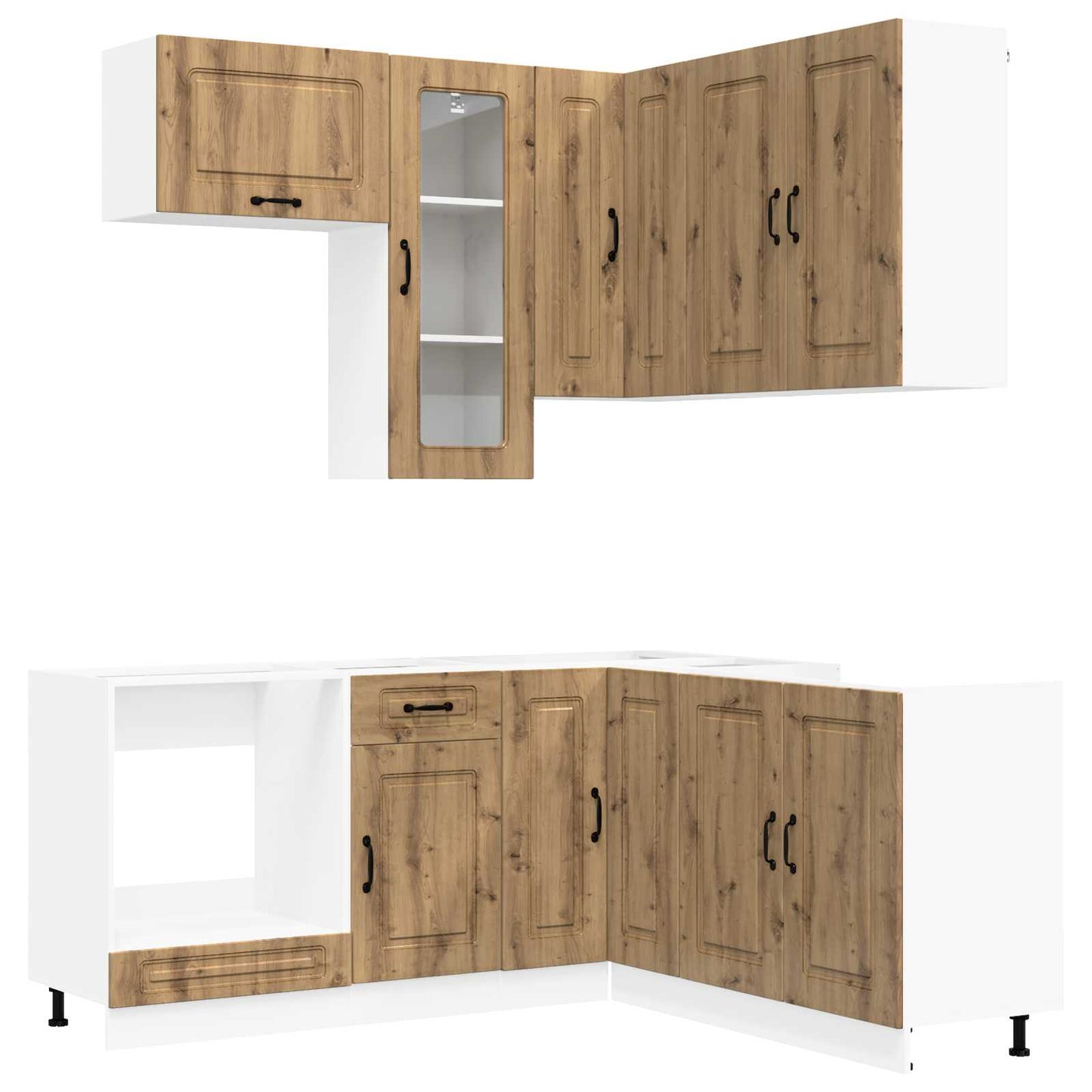 Keukenblok KALMAR 8 pcs Artisanaal eiken Bewerkt hout is nu te koop bij PeponiXL, paradijselijk wonen!