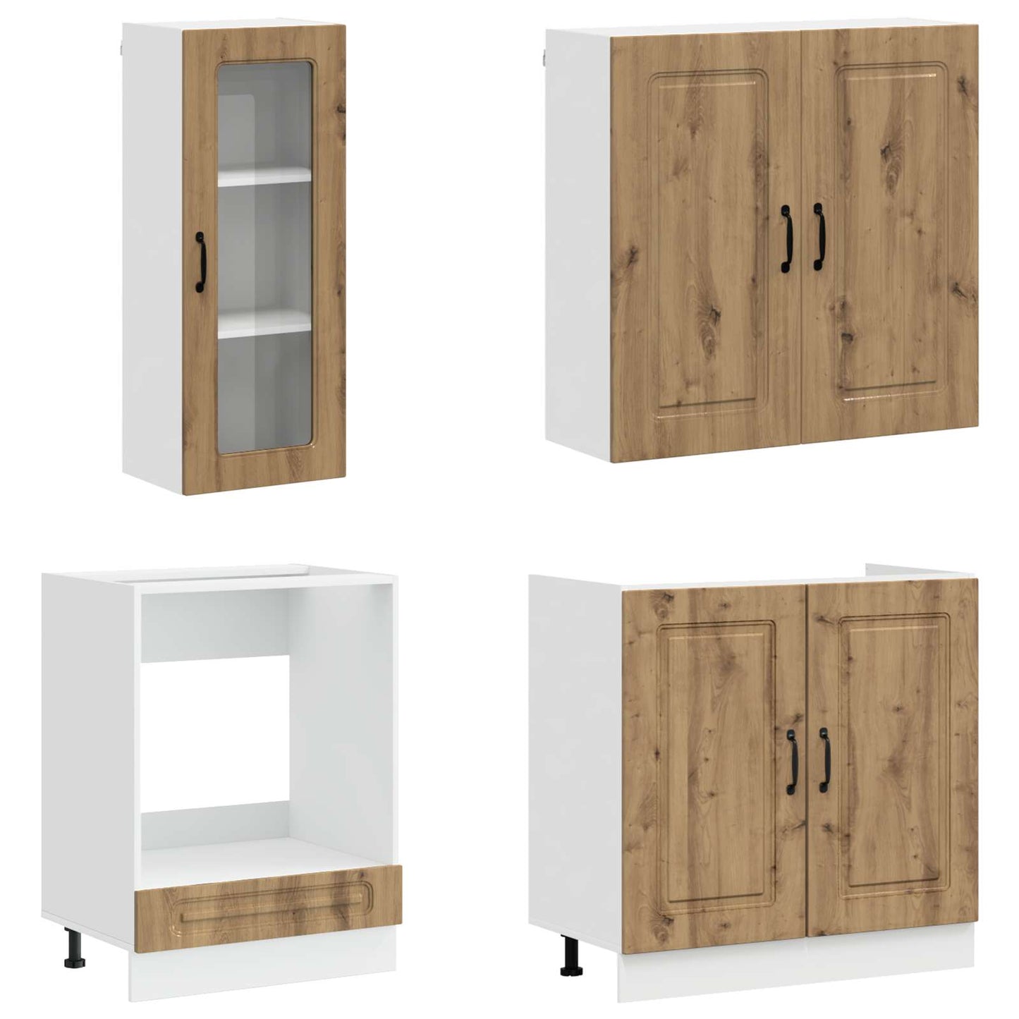 Keukenblok KALMAR 8 pcs Artisanaal eiken Bewerkt hout is nu te koop bij PeponiXL, paradijselijk wonen!