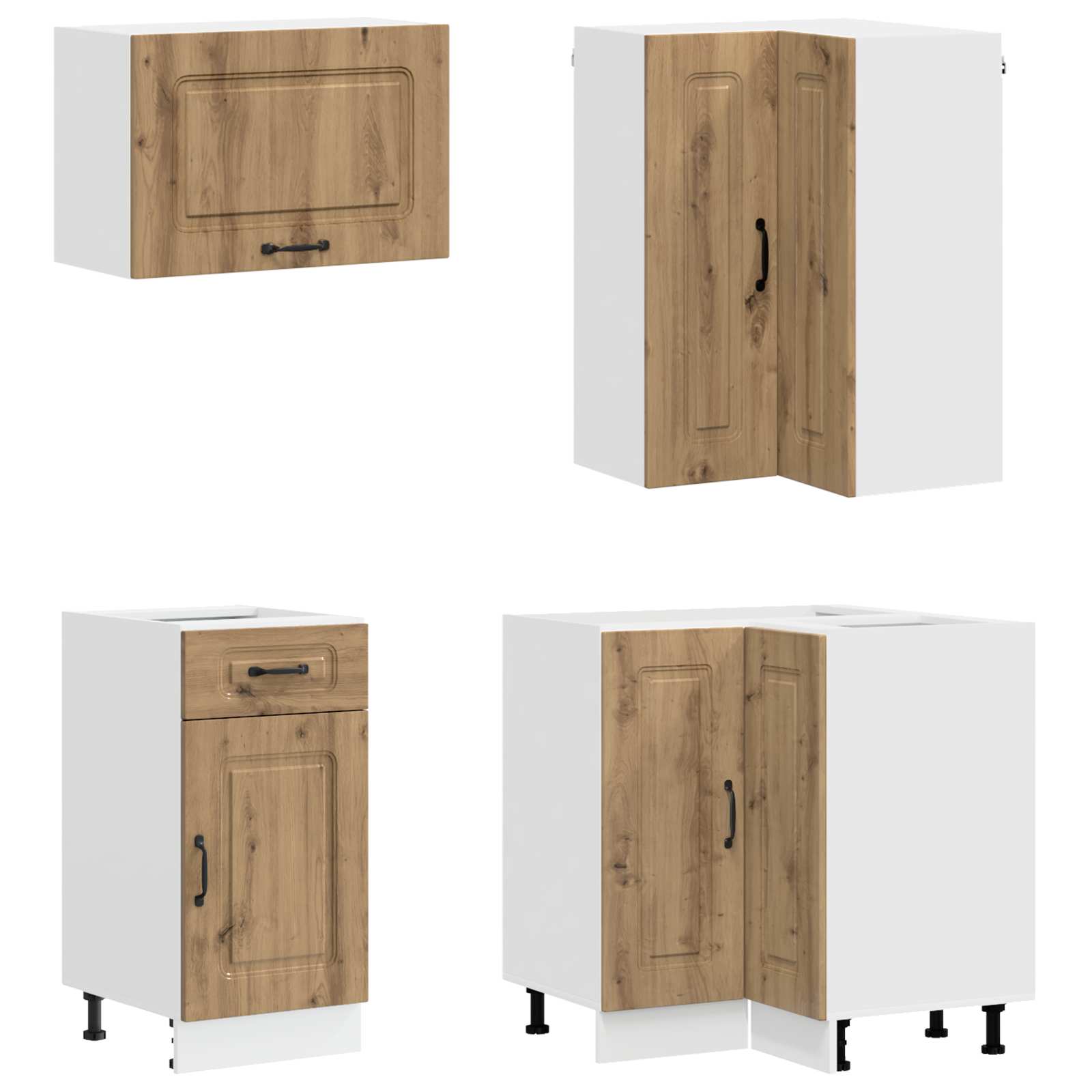 Keukenblok KALMAR 8 pcs Artisanaal eiken Bewerkt hout is nu te koop bij PeponiXL, paradijselijk wonen!