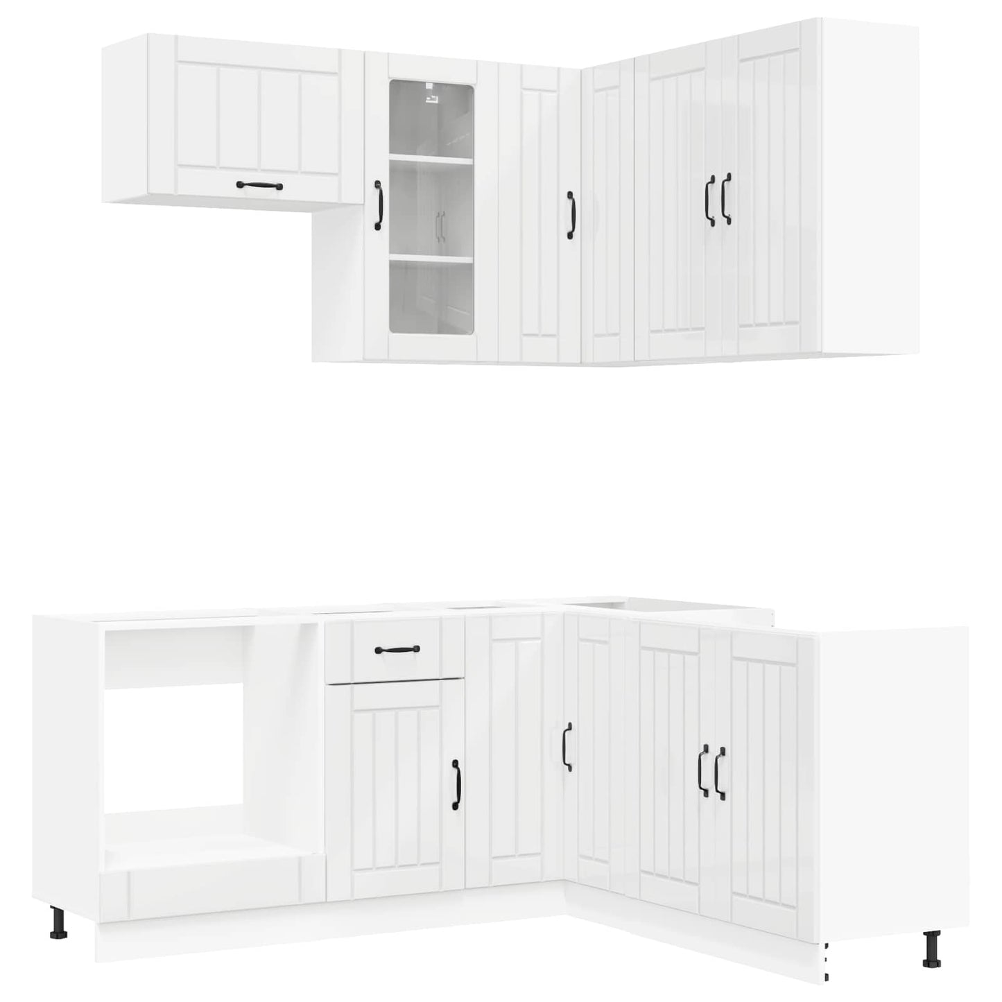 Keukenblok LUCCA 8 pcs Hoogglans Wit Bewerkt hout is nu te koop bij PeponiXL, paradijselijk wonen!