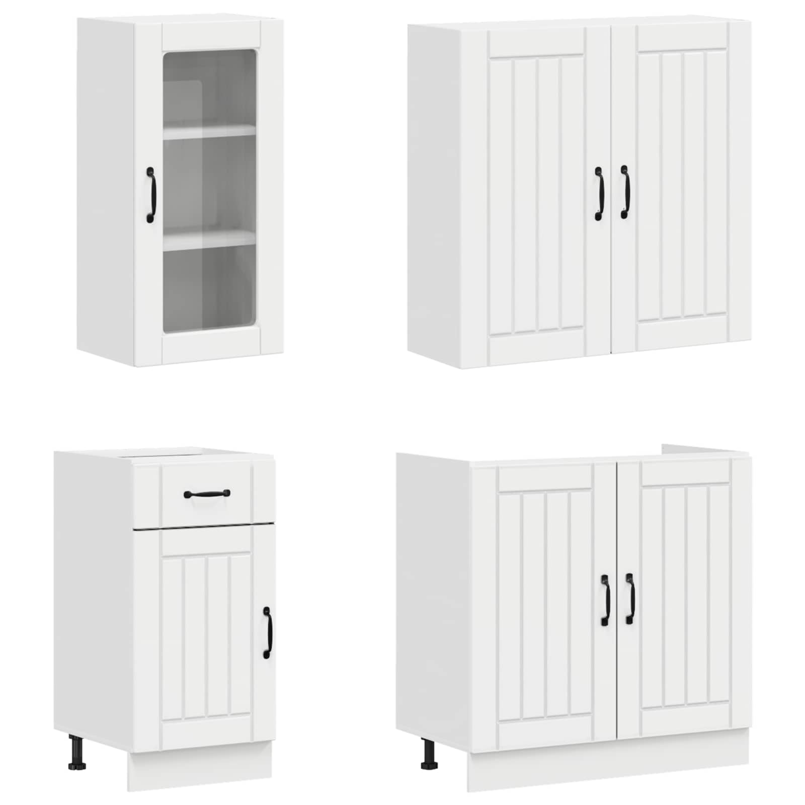 Keukenblok LUCCA 8 pcs Hoogglans Wit Bewerkt hout is nu te koop bij PeponiXL, paradijselijk wonen!