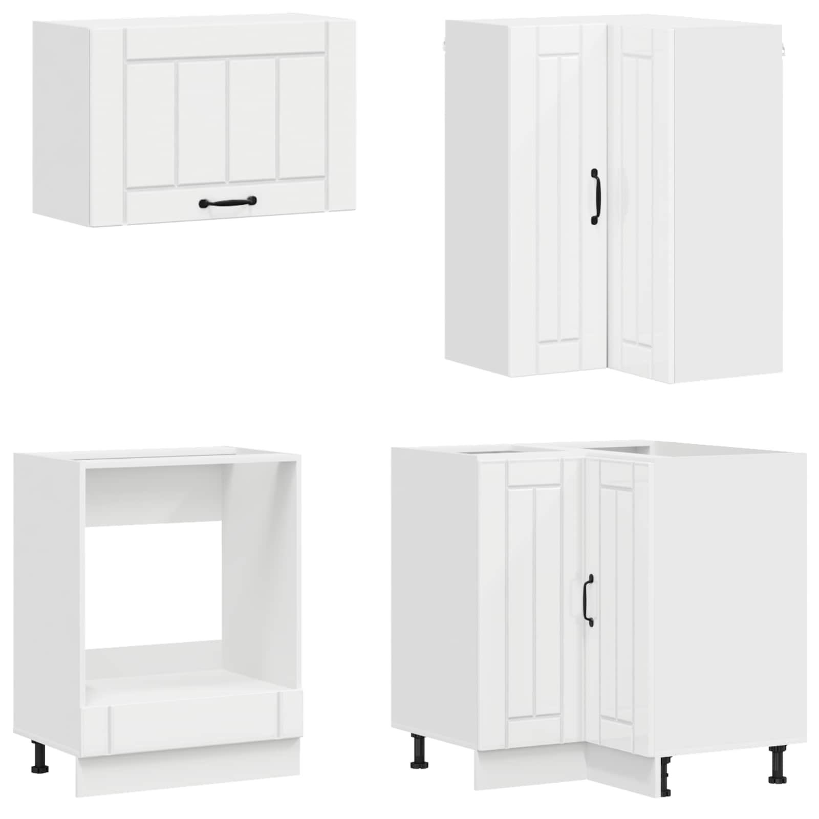 Keukenblok LUCCA 8 pcs Hoogglans Wit Bewerkt hout is nu te koop bij PeponiXL, paradijselijk wonen!