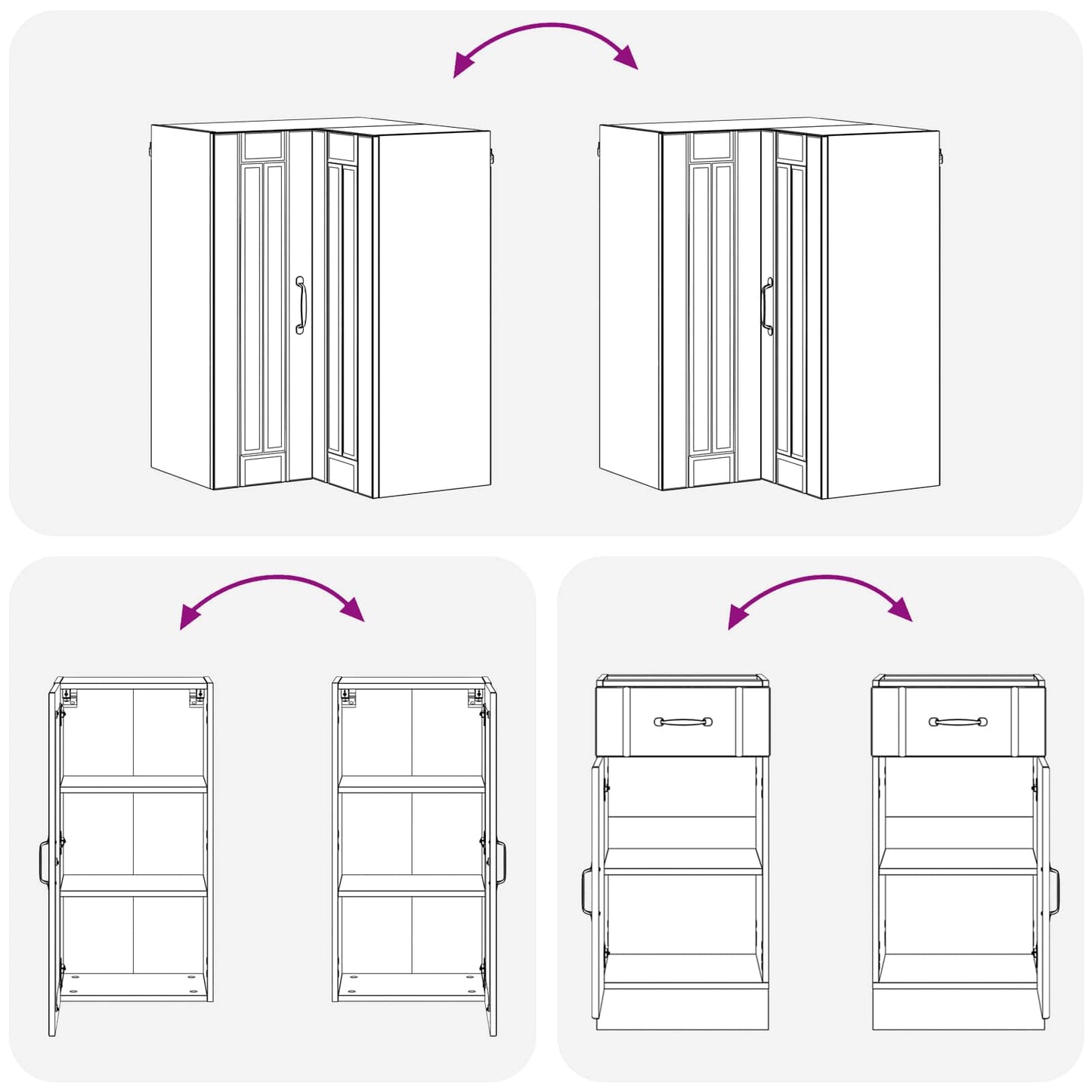 Keukenblok LUCCA 8 pcs Hoogglans Wit Bewerkt hout is nu te koop bij PeponiXL, paradijselijk wonen!
