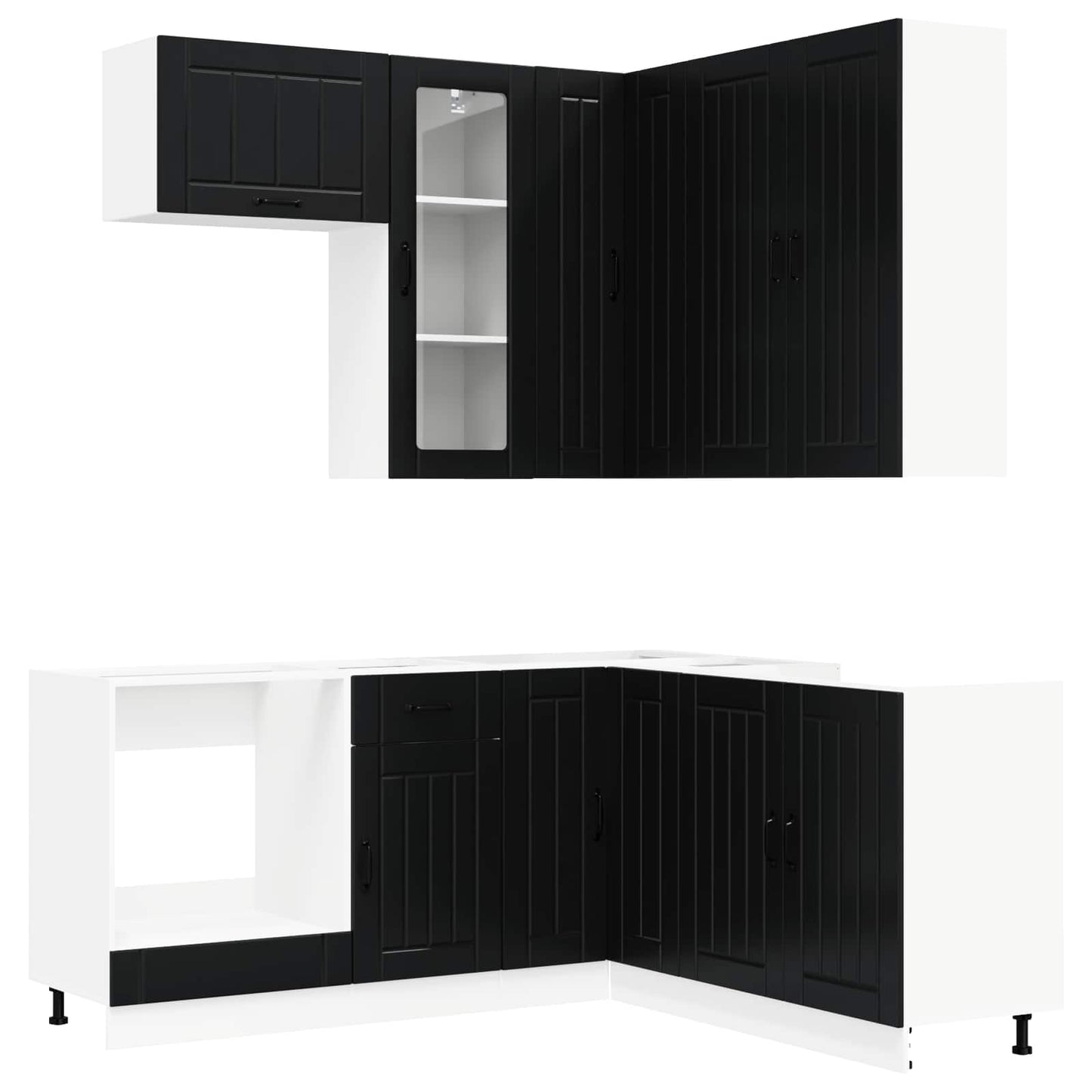 Keukenblok LUCCA 8 pcs Zwart Bewerkt hout is nu te koop bij PeponiXL, paradijselijk wonen!