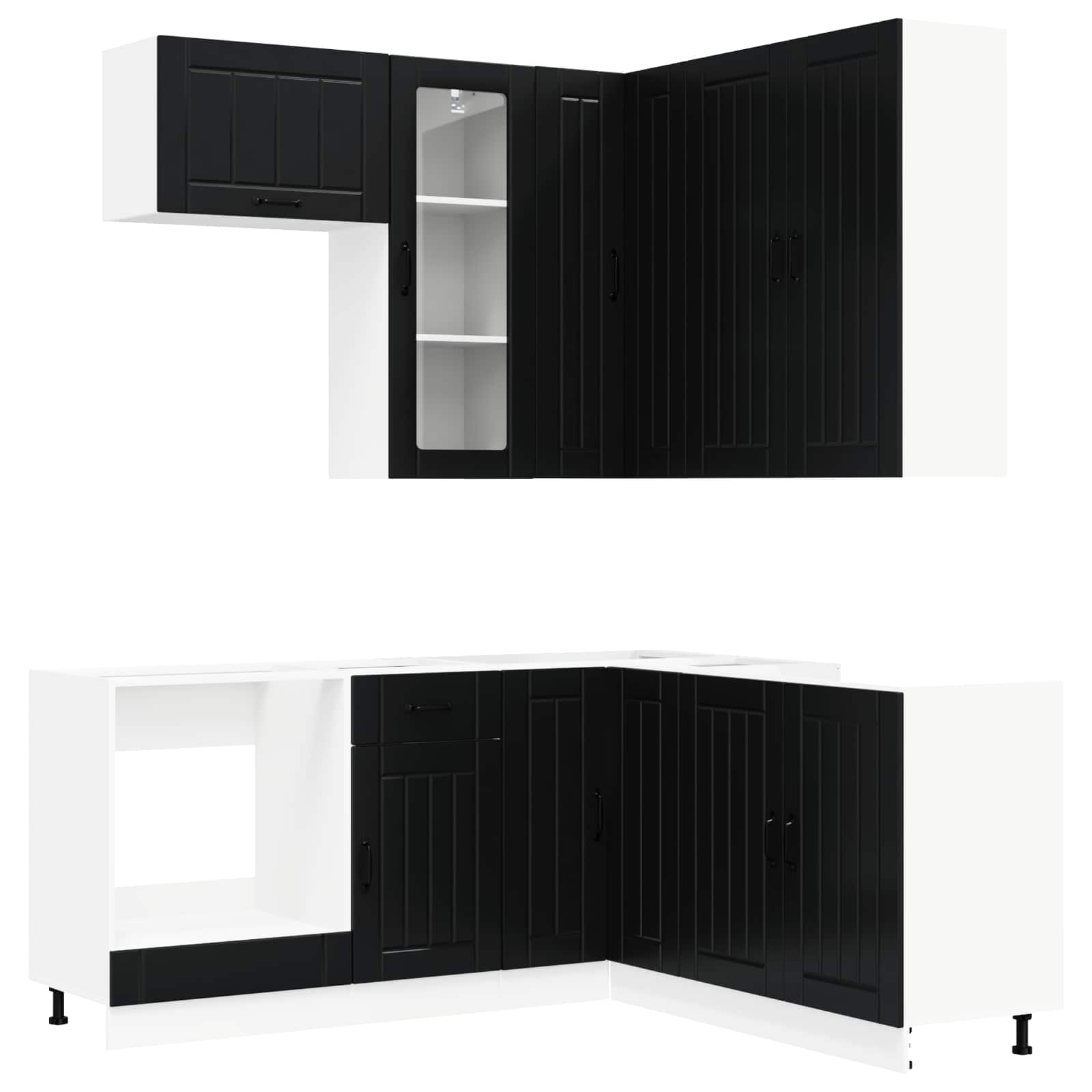 Keukenblok LUCCA 8 pcs Zwart Bewerkt hout is nu te koop bij PeponiXL, paradijselijk wonen!
