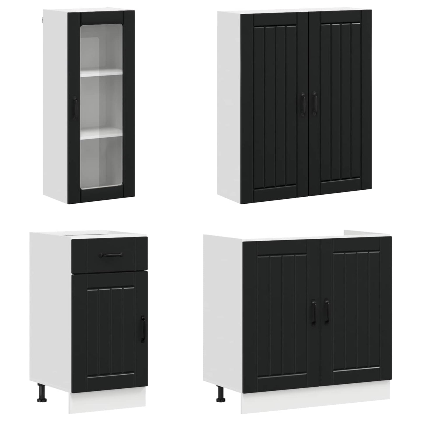 Keukenblok LUCCA 8 pcs Zwart Bewerkt hout is nu te koop bij PeponiXL, paradijselijk wonen!