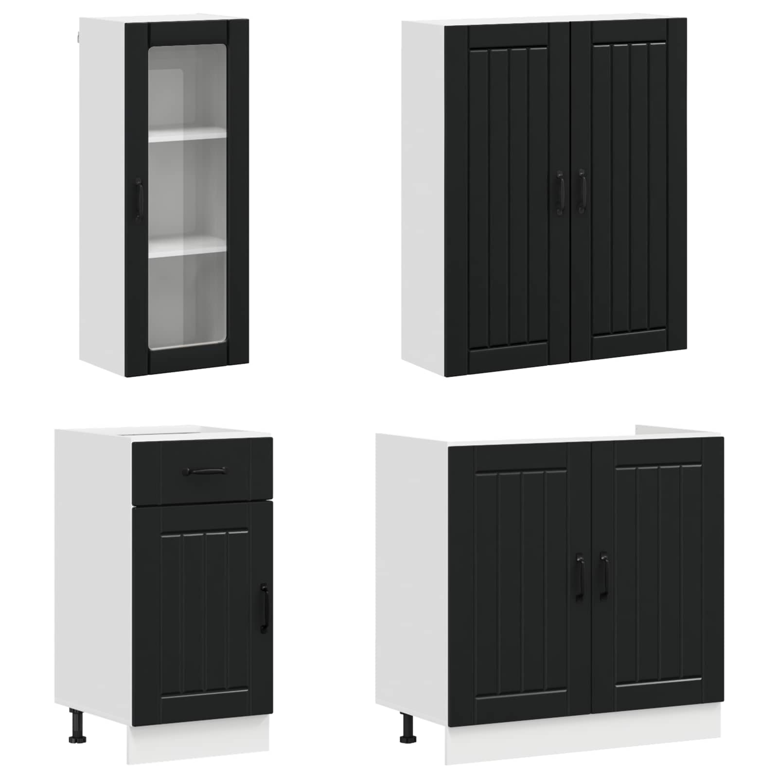 Keukenblok LUCCA 8 pcs Zwart Bewerkt hout is nu te koop bij PeponiXL, paradijselijk wonen!