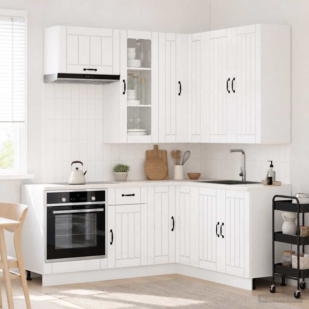Keukenblok LUCCA 8 pcs Hoogglans Wit Bewerkt hout is nu te koop bij PeponiXL, paradijselijk wonen!