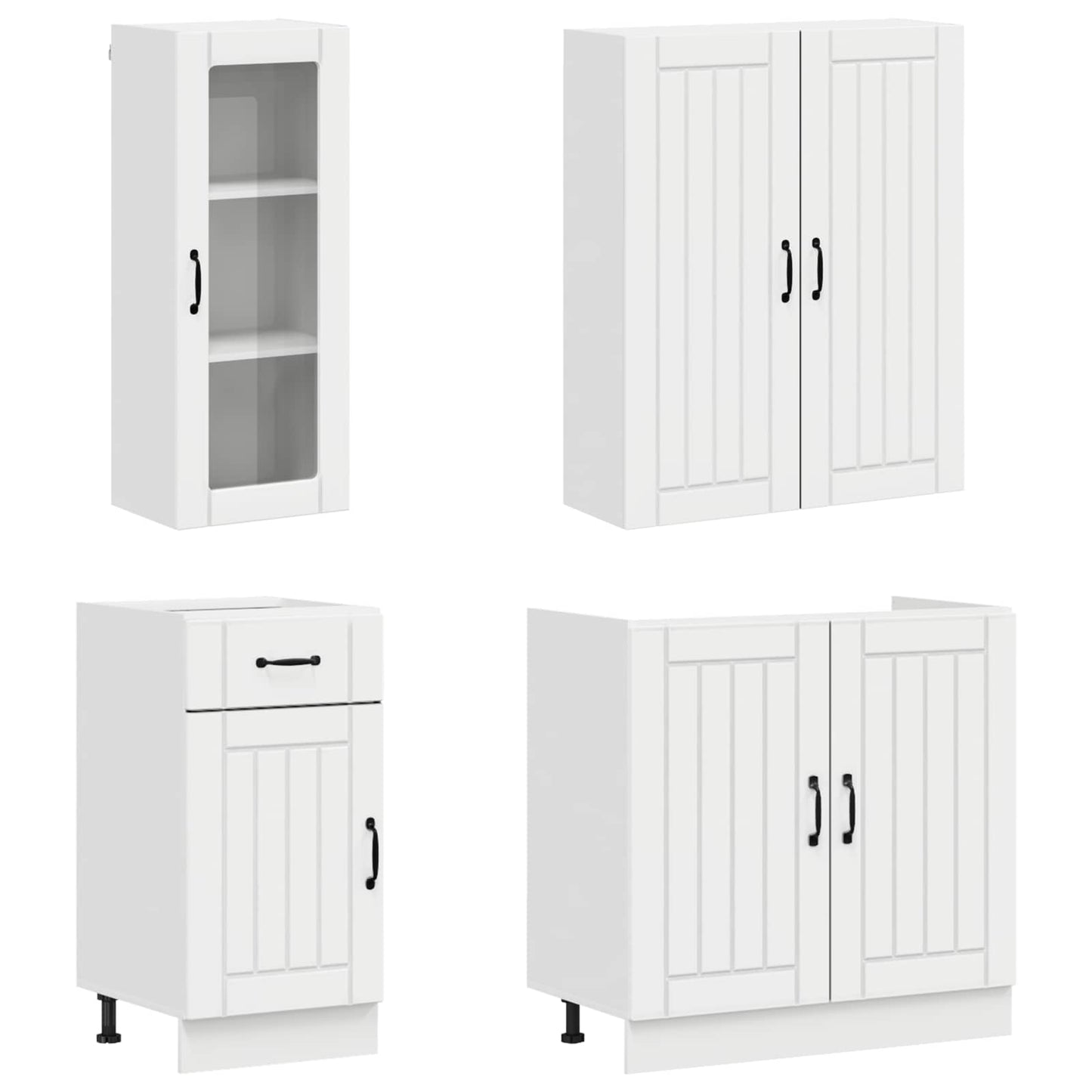 Keukenblok LUCCA 8 pcs Hoogglans Wit Bewerkt hout is nu te koop bij PeponiXL, paradijselijk wonen!