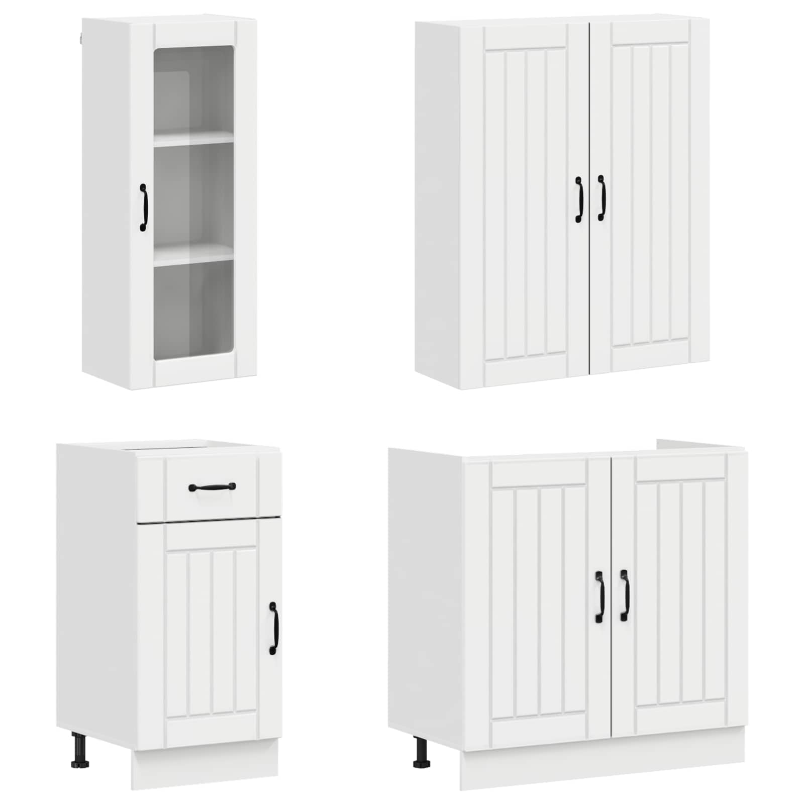 Keukenblok LUCCA 8 pcs Hoogglans Wit Bewerkt hout is nu te koop bij PeponiXL, paradijselijk wonen!