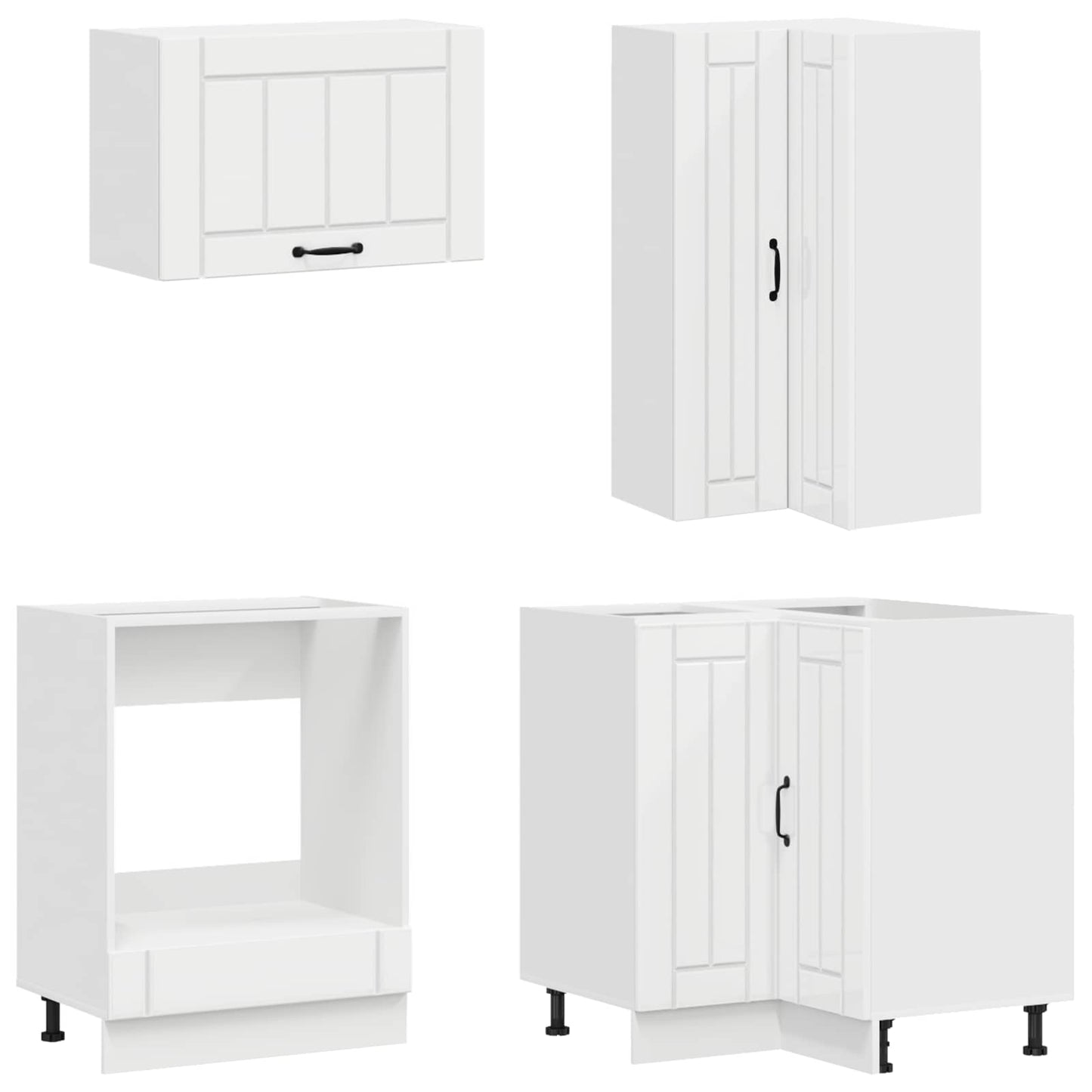 Keukenblok LUCCA 8 pcs Hoogglans Wit Bewerkt hout is nu te koop bij PeponiXL, paradijselijk wonen!