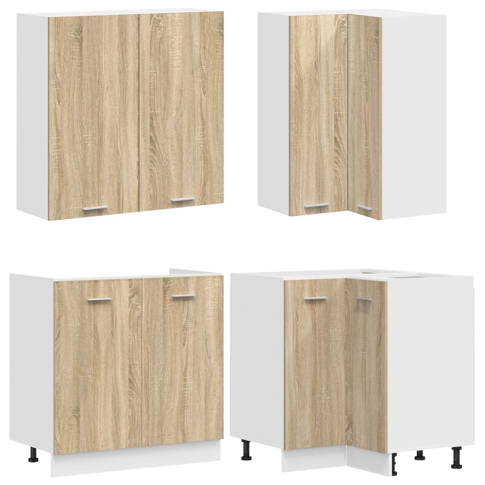 Keukenblok LYON 8 pcs Sonoma Eiken Bewerkt hout is nu te koop bij PeponiXL, paradijselijk wonen!