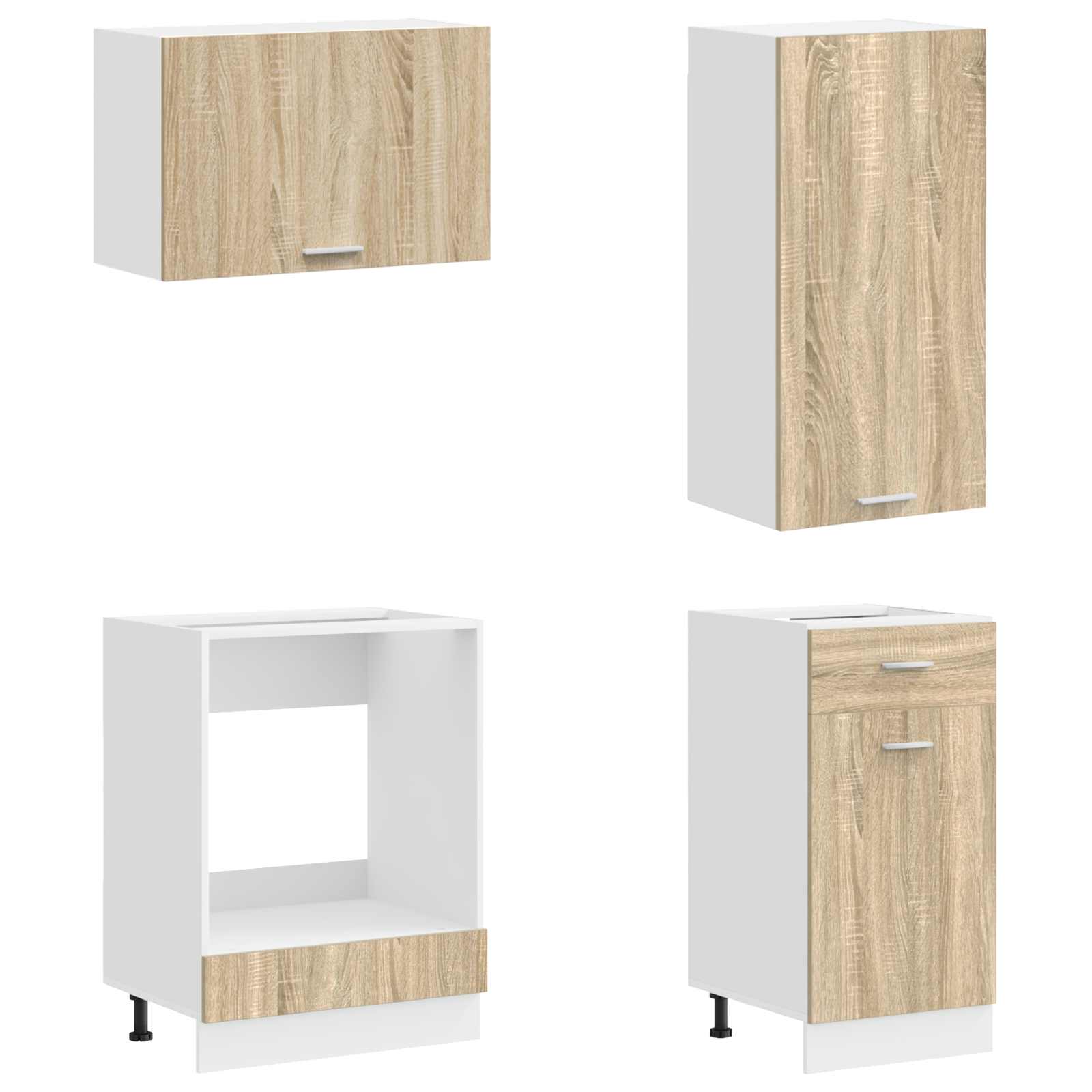 Keukenblok LYON 8 pcs Sonoma Eiken Bewerkt hout is nu te koop bij PeponiXL, paradijselijk wonen!
