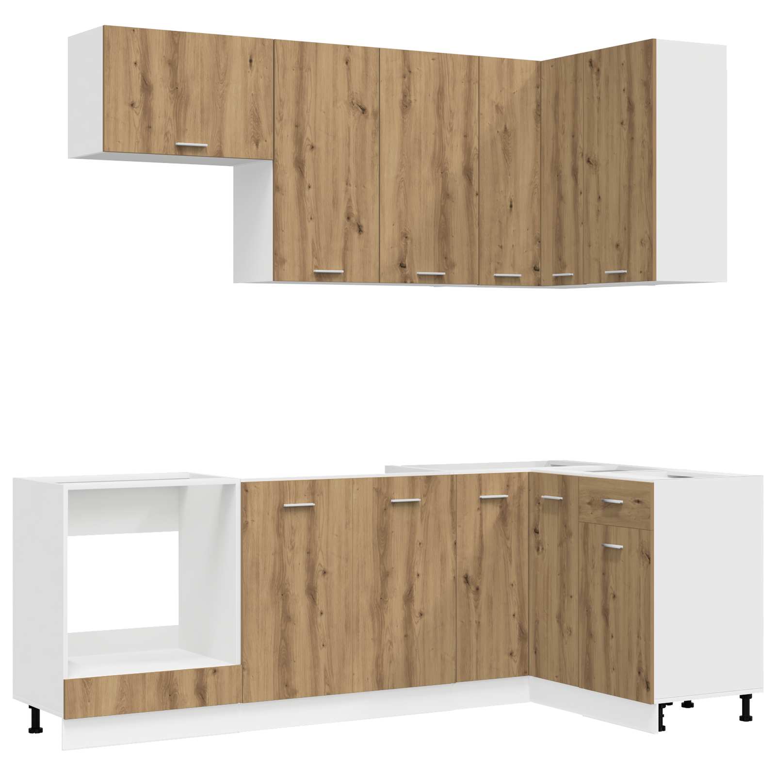 Keukenblok LYON 8 pcs Artisanaal eiken Bewerkt hout is nu te koop bij PeponiXL, paradijselijk wonen!