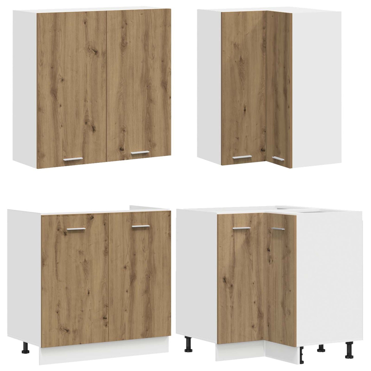 Keukenblok LYON 8 pcs Artisanaal eiken Bewerkt hout is nu te koop bij PeponiXL, paradijselijk wonen!