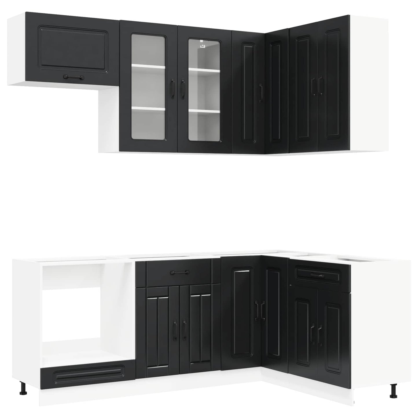 Keukenblok KALMAR 8 pcs Zwart Bewerkt hout is nu te koop bij PeponiXL, paradijselijk wonen!