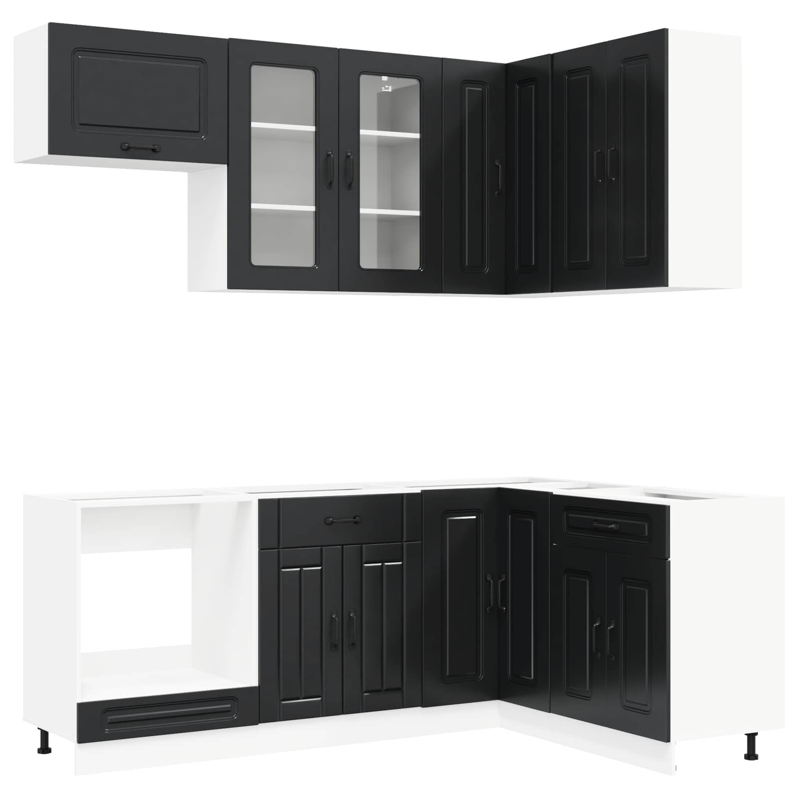 Keukenblok KALMAR 8 pcs Zwart Bewerkt hout is nu te koop bij PeponiXL, paradijselijk wonen!