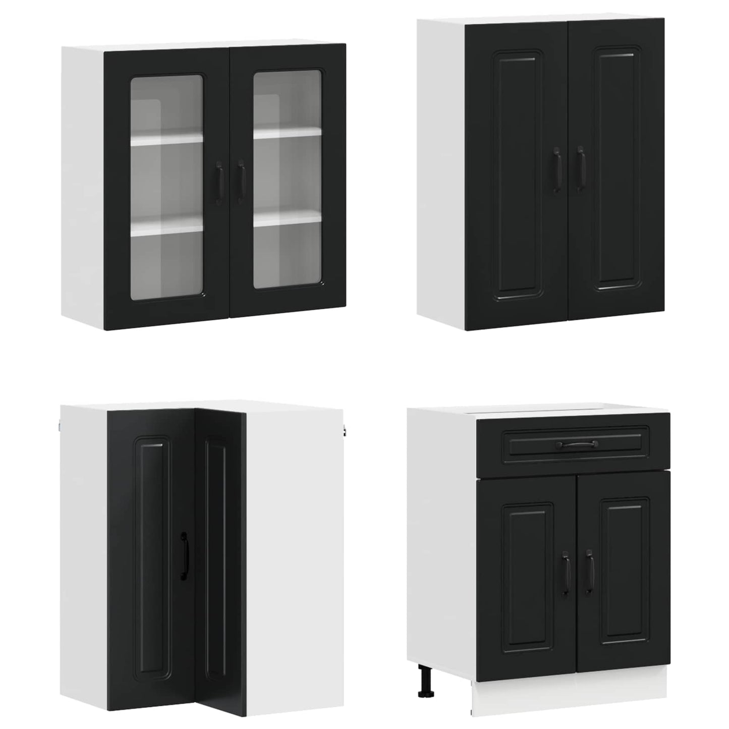 Keukenblok KALMAR 8 pcs Zwart Bewerkt hout is nu te koop bij PeponiXL, paradijselijk wonen!