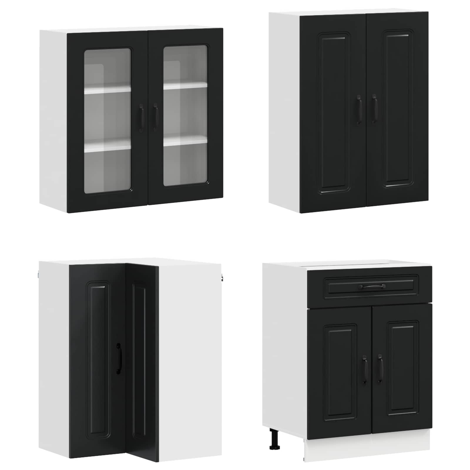 Keukenblok KALMAR 8 pcs Zwart Bewerkt hout is nu te koop bij PeponiXL, paradijselijk wonen!