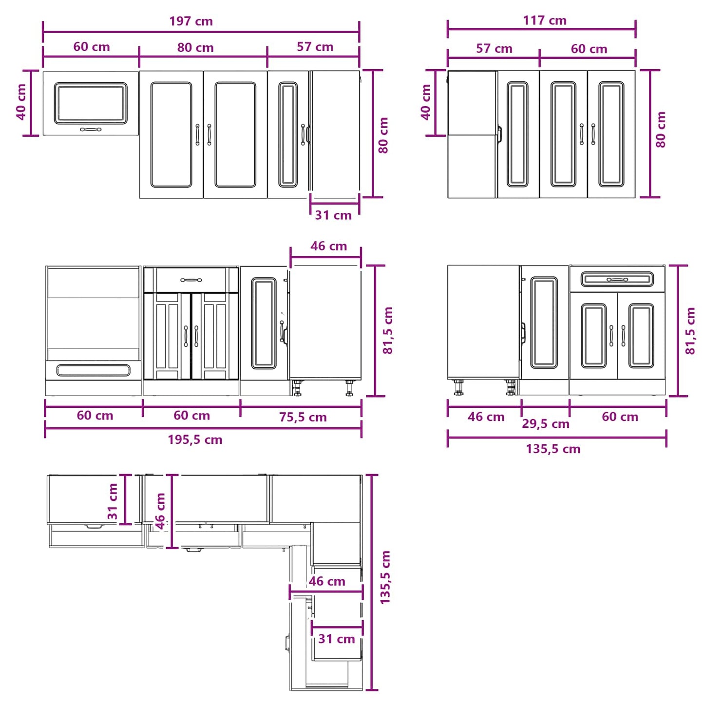 Keukenblok KALMAR 8 pcs Zwart Bewerkt hout is nu te koop bij PeponiXL, paradijselijk wonen!