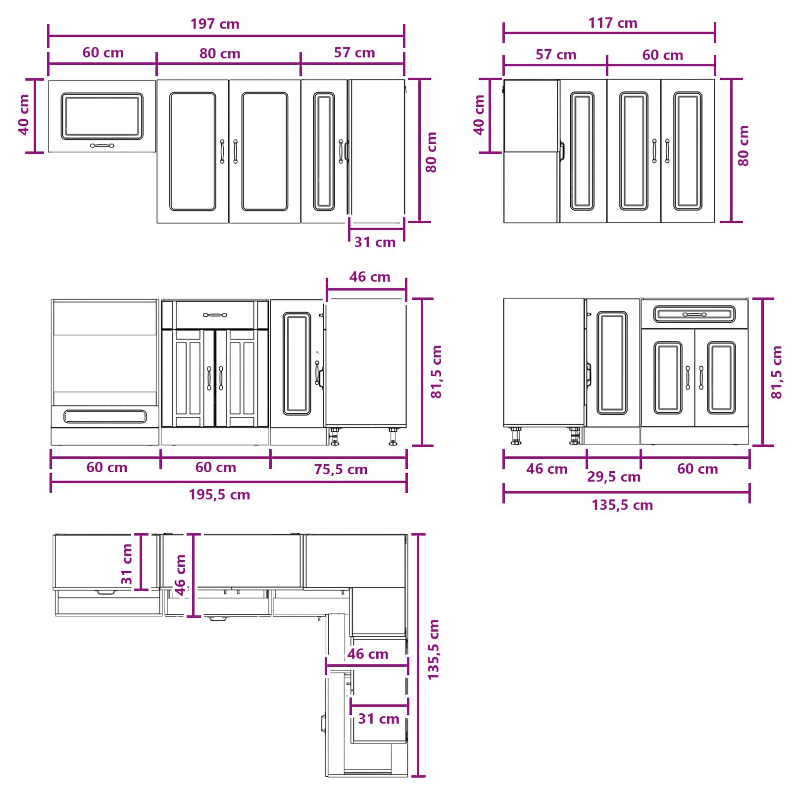 Keukenblok KALMAR 8 pcs Zwart Bewerkt hout is nu te koop bij PeponiXL, paradijselijk wonen!