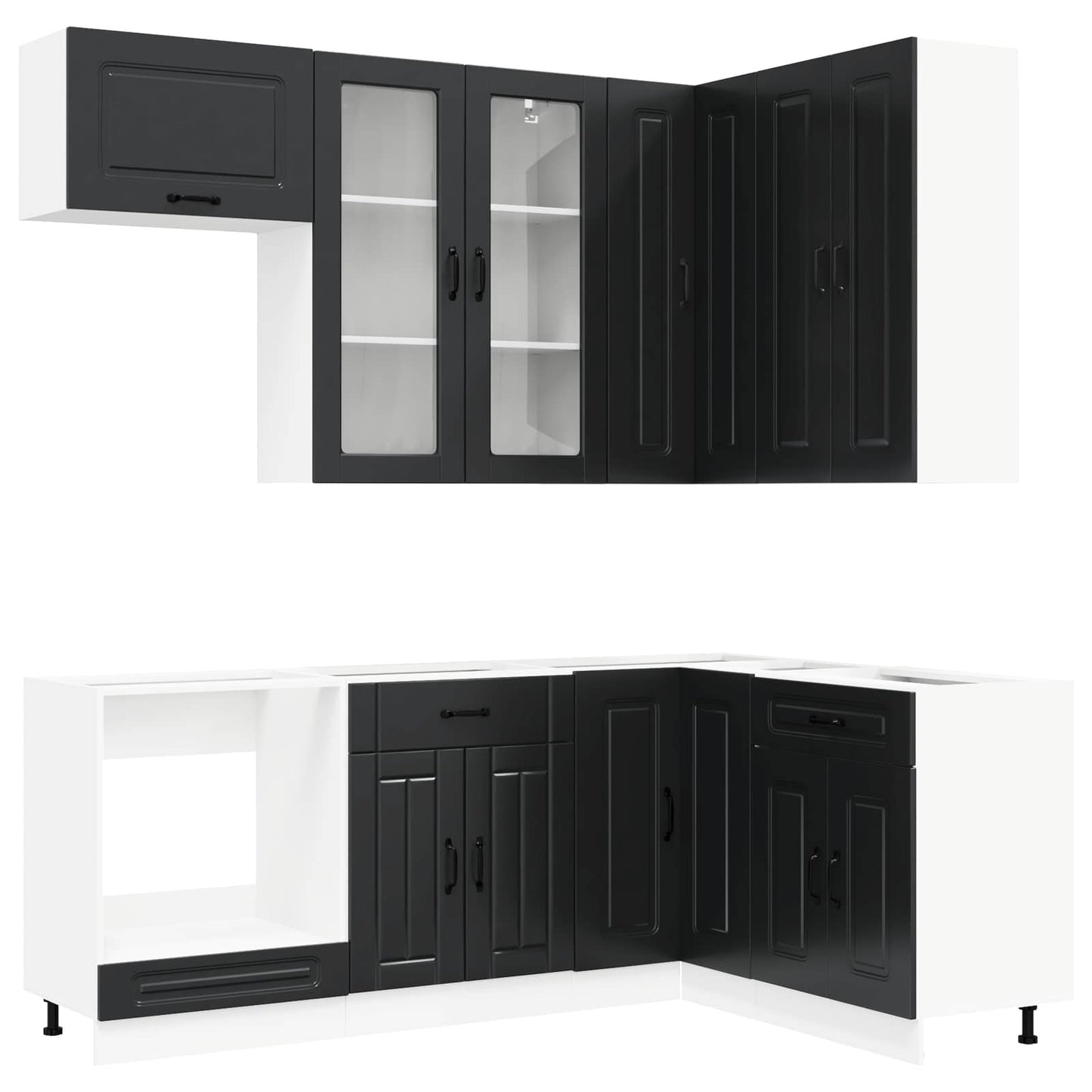 Keukenblok KALMAR 8 pcs Zwart Bewerkt hout is nu te koop bij PeponiXL, paradijselijk wonen!