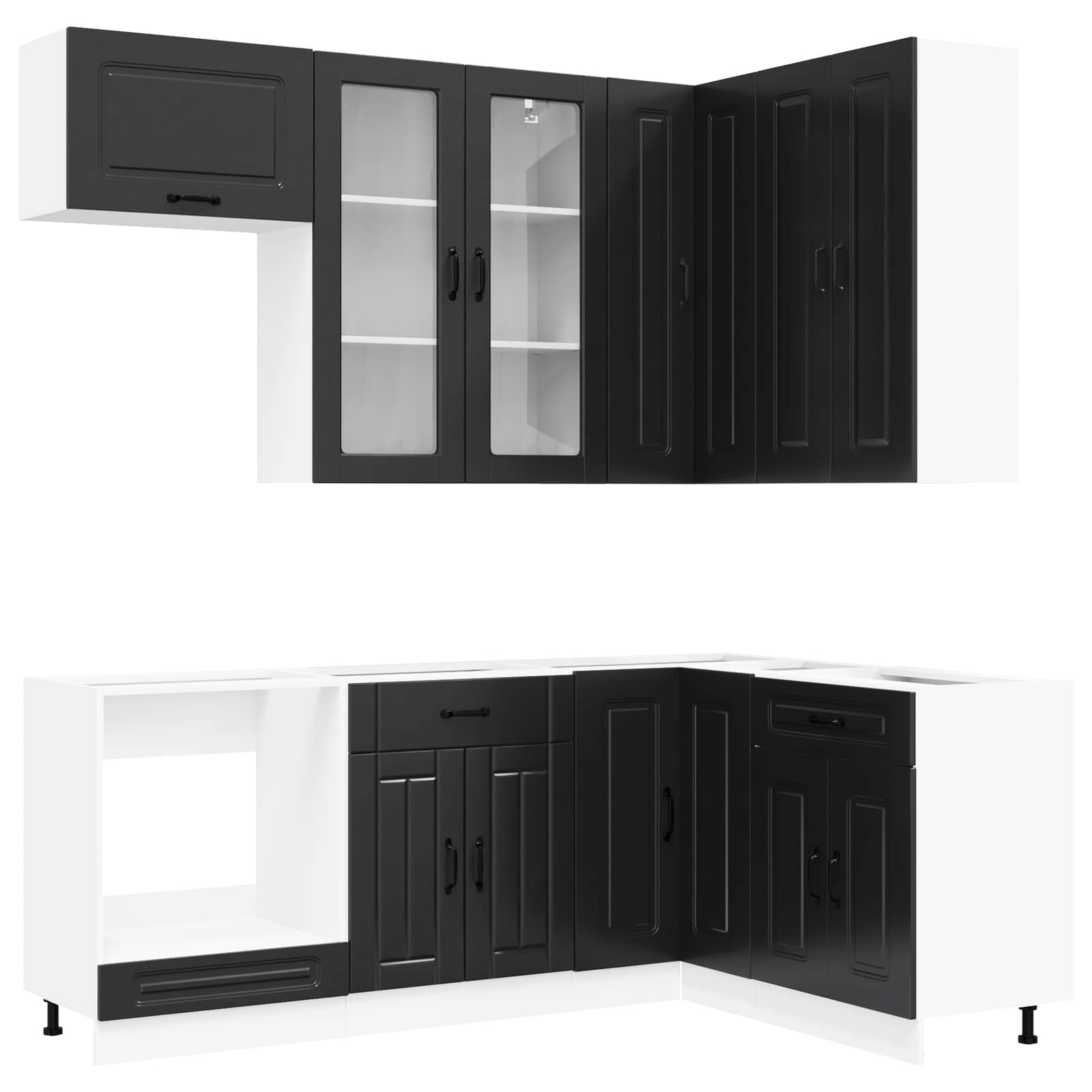 Keukenblok KALMAR 8 pcs Zwart Bewerkt hout is nu te koop bij PeponiXL, paradijselijk wonen!