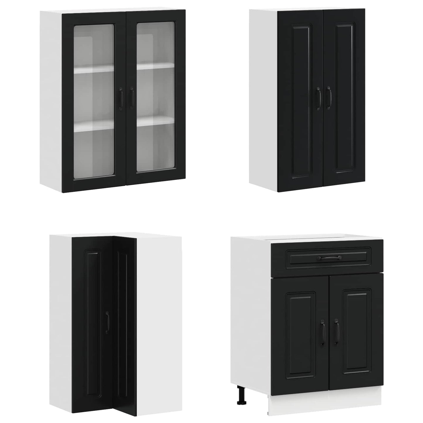 Keukenblok KALMAR 8 pcs Zwart Bewerkt hout is nu te koop bij PeponiXL, paradijselijk wonen!