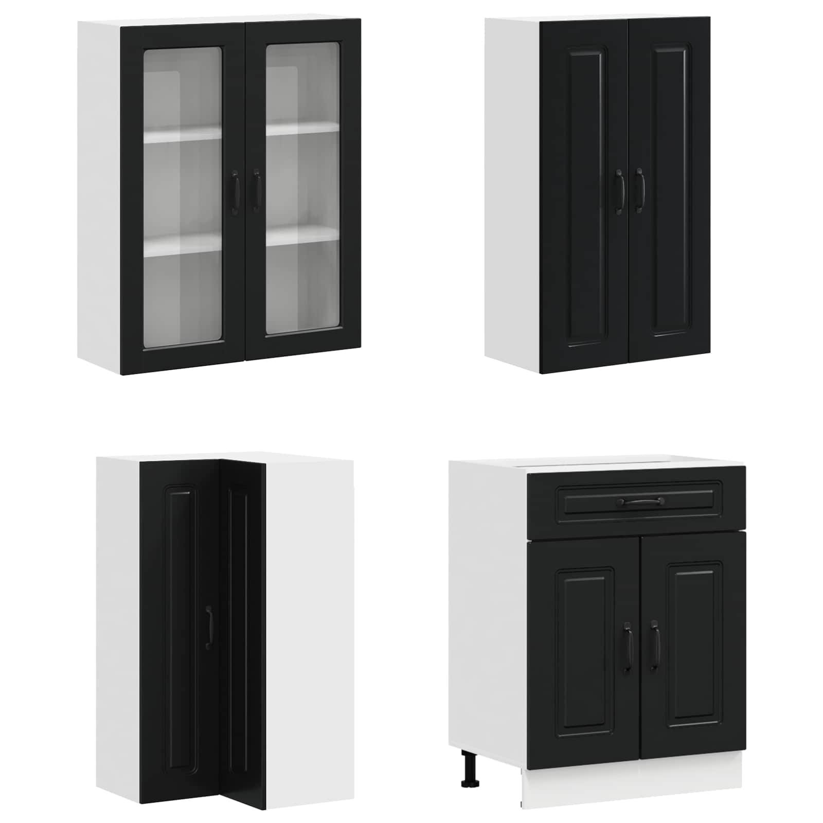 Keukenblok KALMAR 8 pcs Zwart Bewerkt hout is nu te koop bij PeponiXL, paradijselijk wonen!