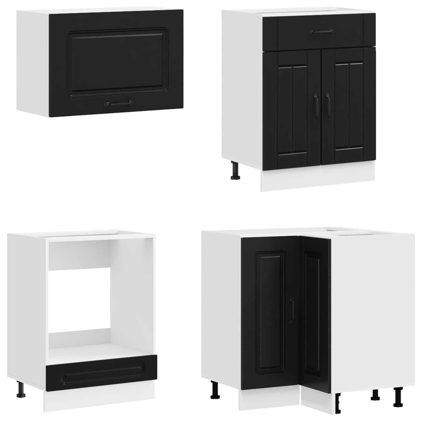 Keukenblok KALMAR 8 pcs Zwart Bewerkt hout is nu te koop bij PeponiXL, paradijselijk wonen!