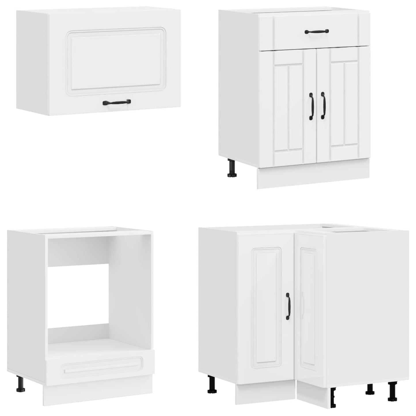 Keukenblok KALMAR 8 pcs Hoogglans Wit Bewerkt hout is nu te koop bij PeponiXL, paradijselijk wonen!