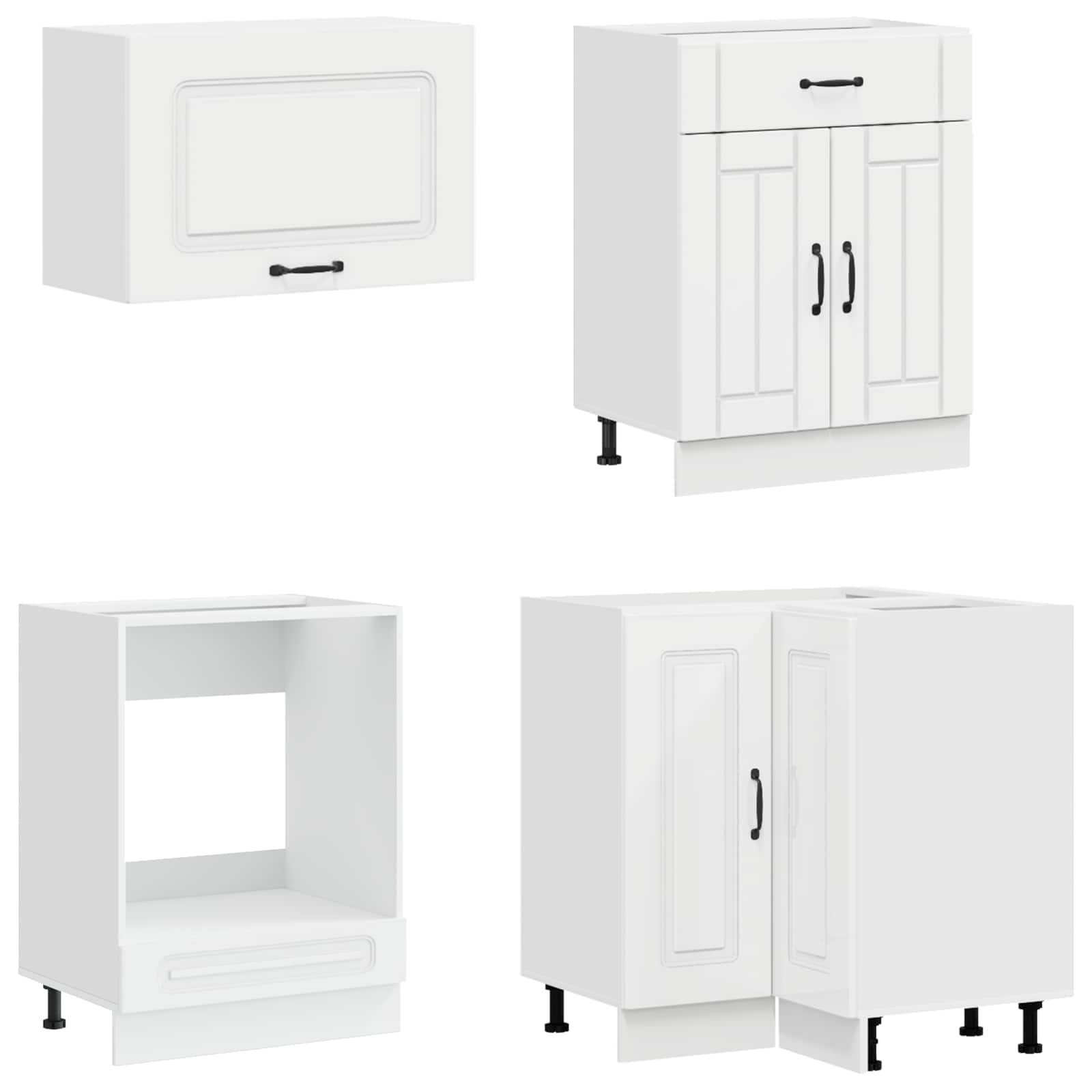 Keukenblok KALMAR 8 pcs Hoogglans Wit Bewerkt hout is nu te koop bij PeponiXL, paradijselijk wonen!