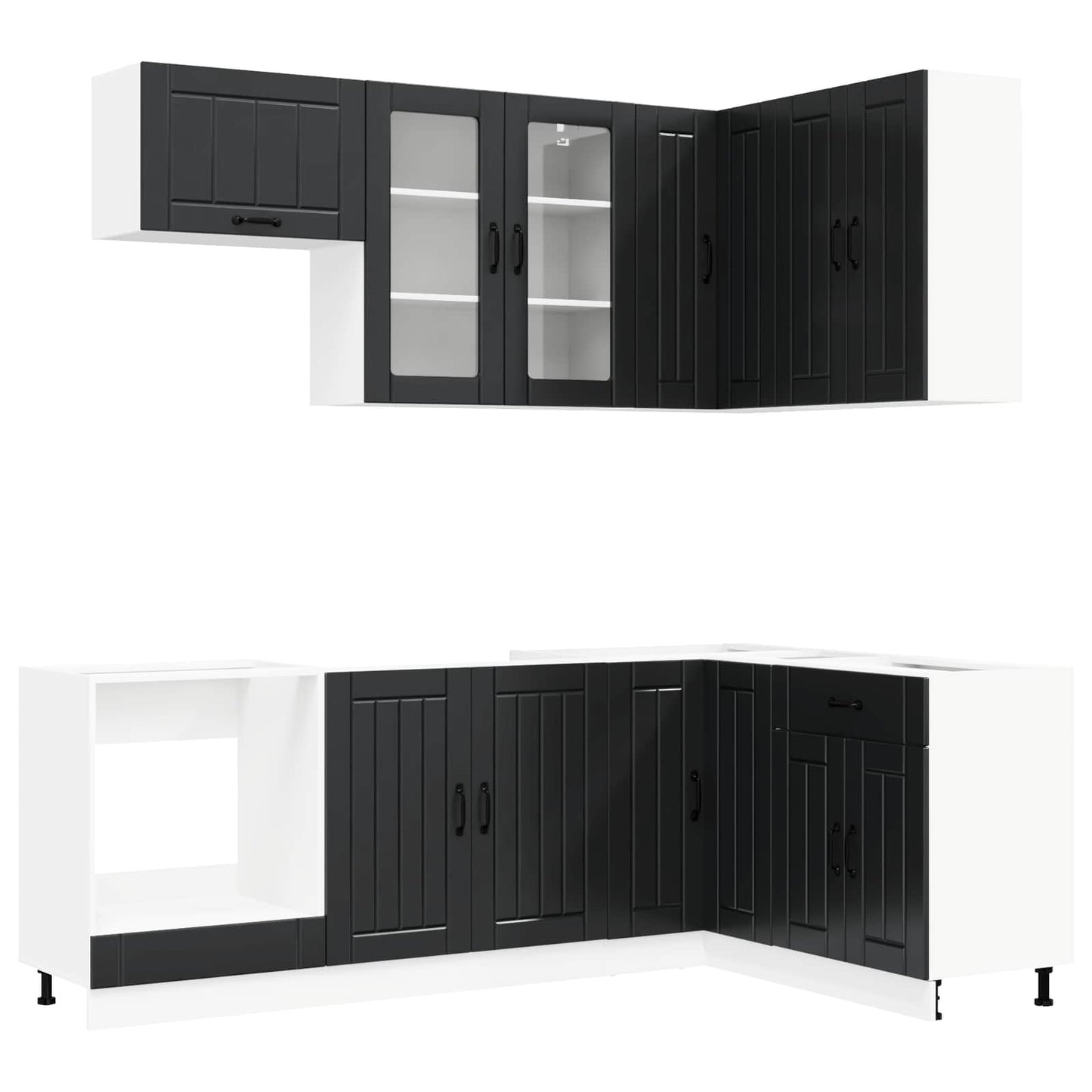 Keukenblok LUCCA 8 pcs Zwart Bewerkt hout is nu te koop bij PeponiXL, paradijselijk wonen!