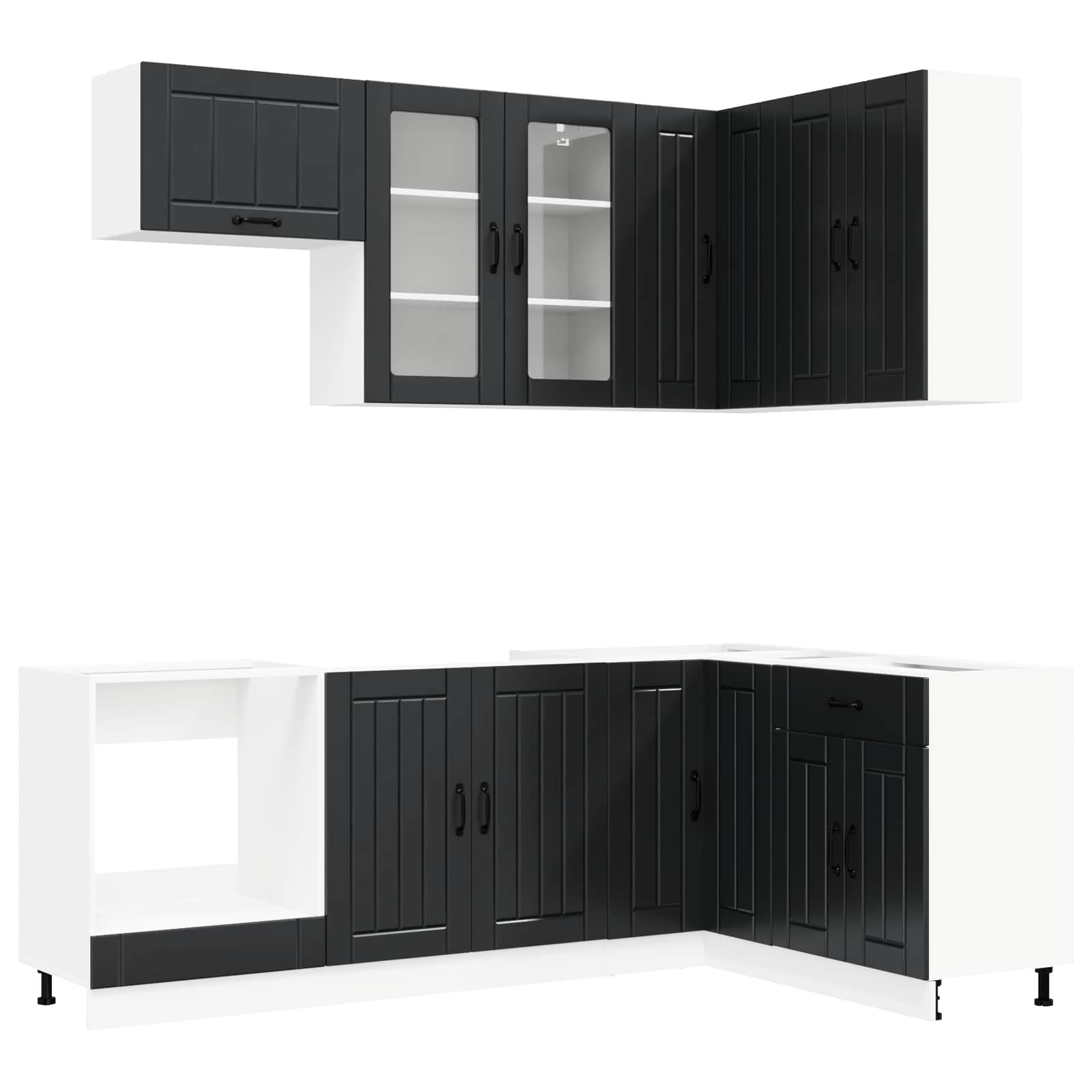 Keukenblok LUCCA 8 pcs Zwart Bewerkt hout is nu te koop bij PeponiXL, paradijselijk wonen!